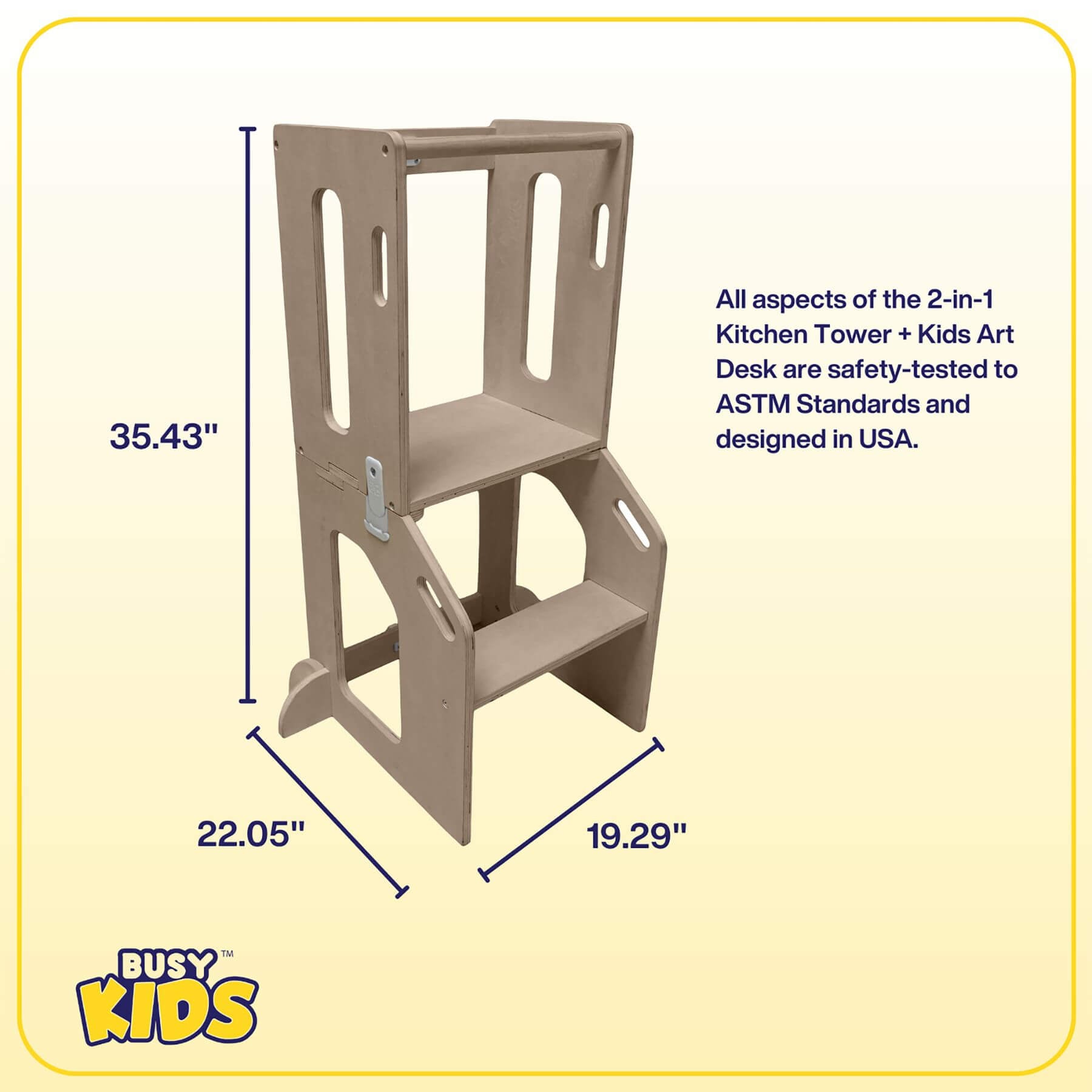 Busy Kids 2-In-1 Kitchen Tower and Kids Art Desk