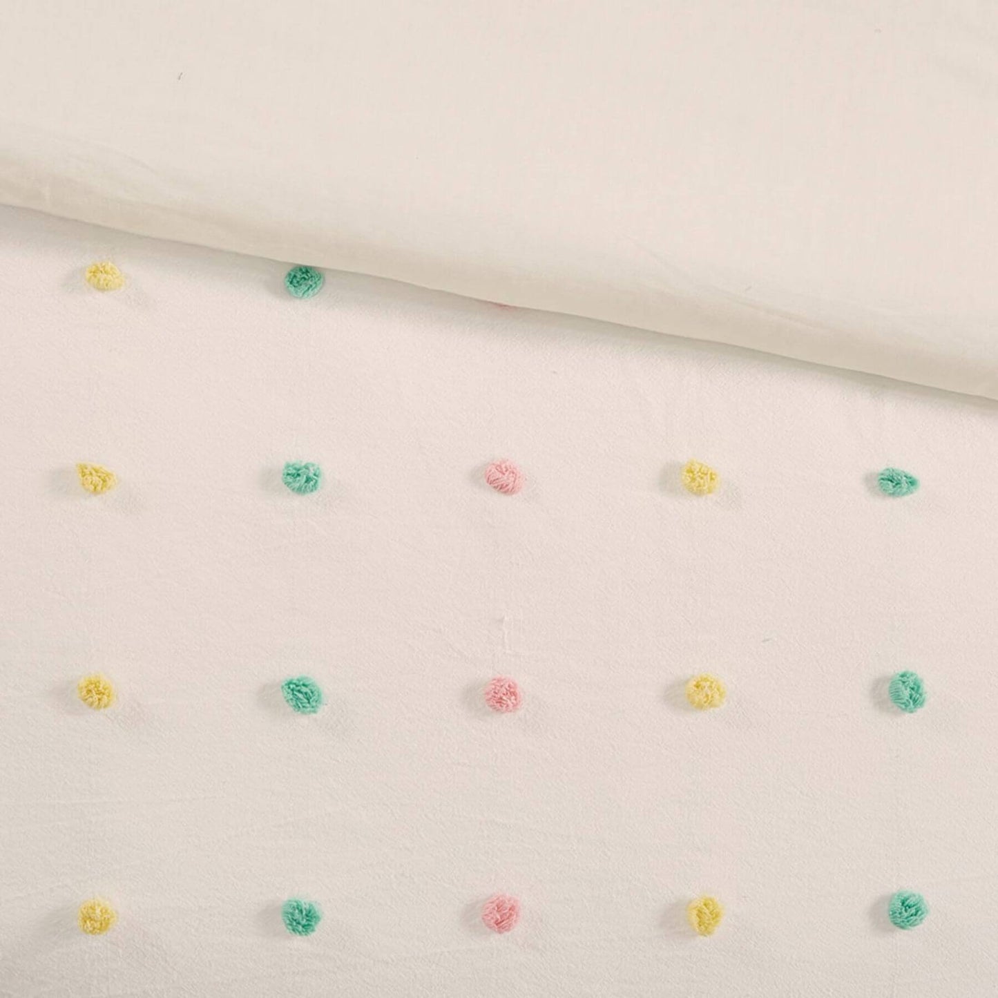 Detail View of Callie Cotton Jacquard Pom Pom Comforter Set Multi