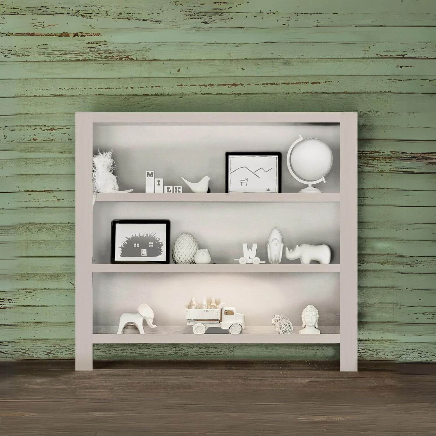 Milk Street Baby Cameo Hutch/Bookcase Steam - Lifestyle