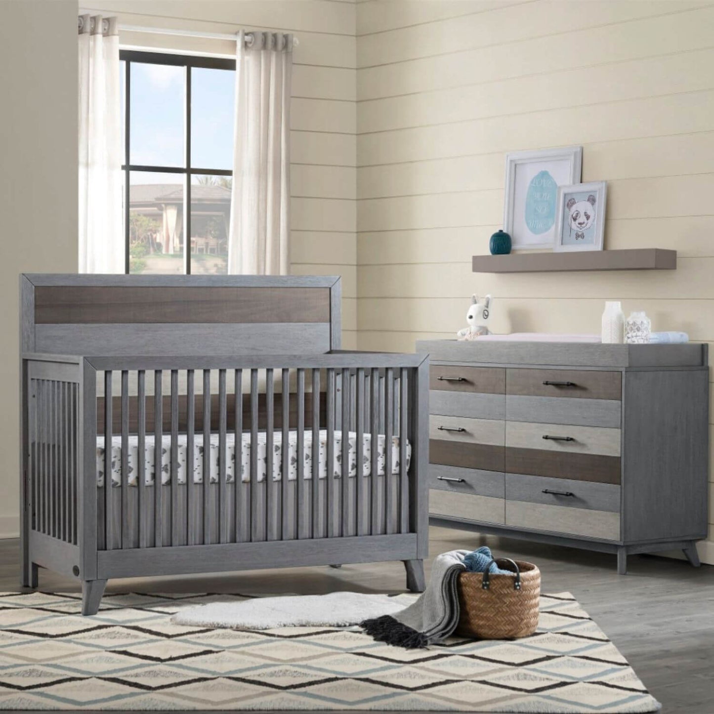 Soho Baby Cascade 4-in-1 Convertible Crib | Multi Tone Gray - lifestyle