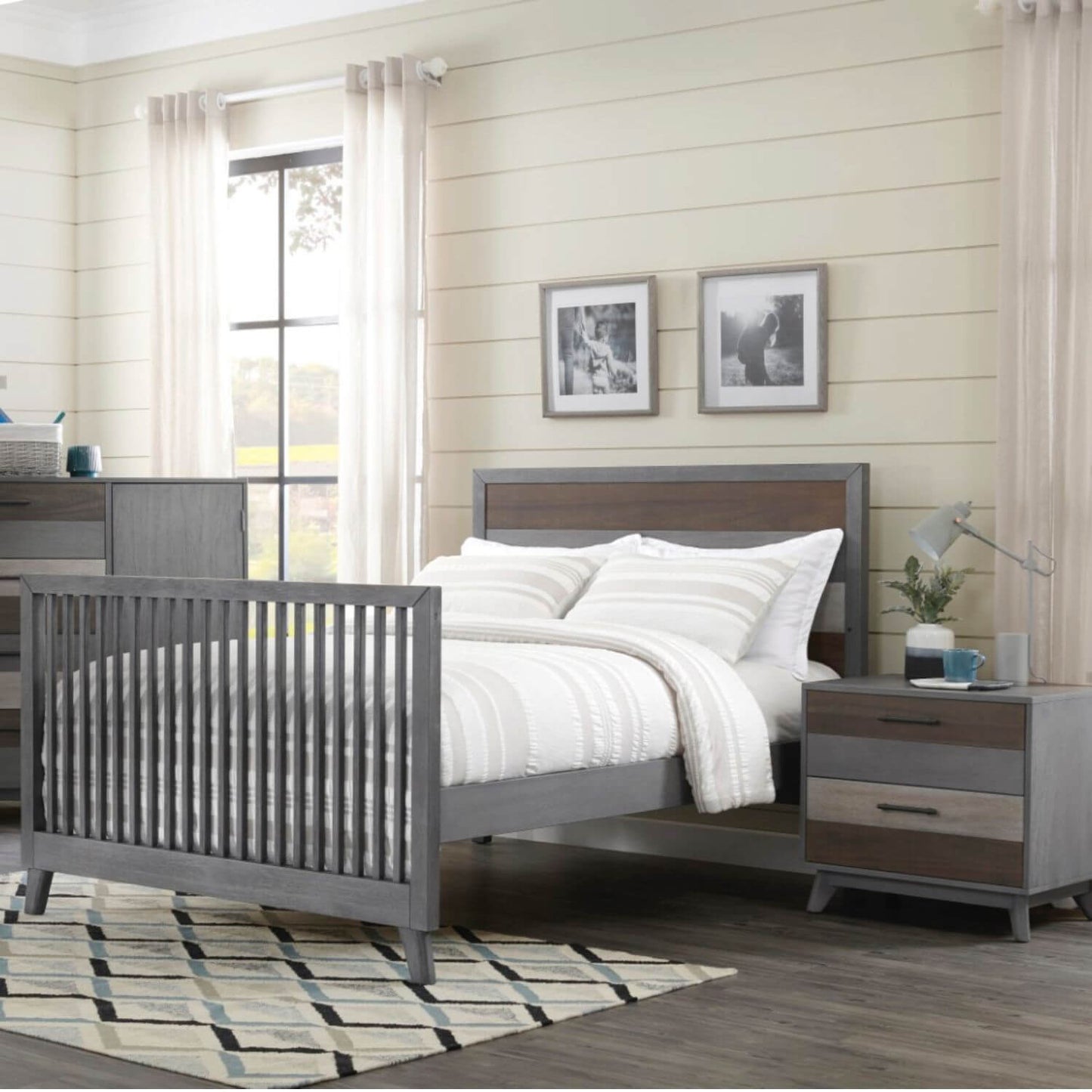 Soho Baby Cascade 4-in-1 Convertible Crib | Multi Tone Gray - lifestyle