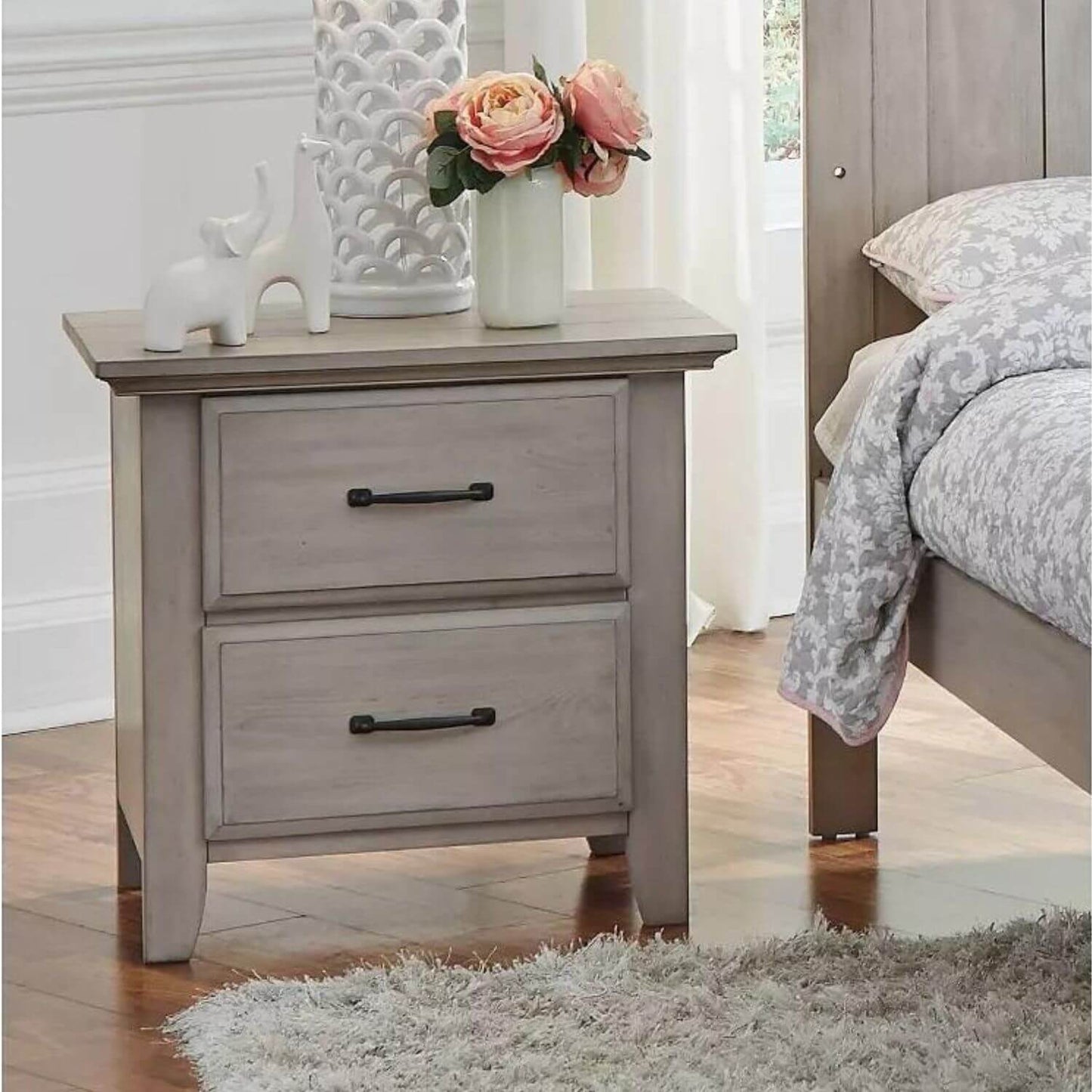 Soho Baby Chandler 2-Drawer Nightstand | Stone Wash - Lifestyle
