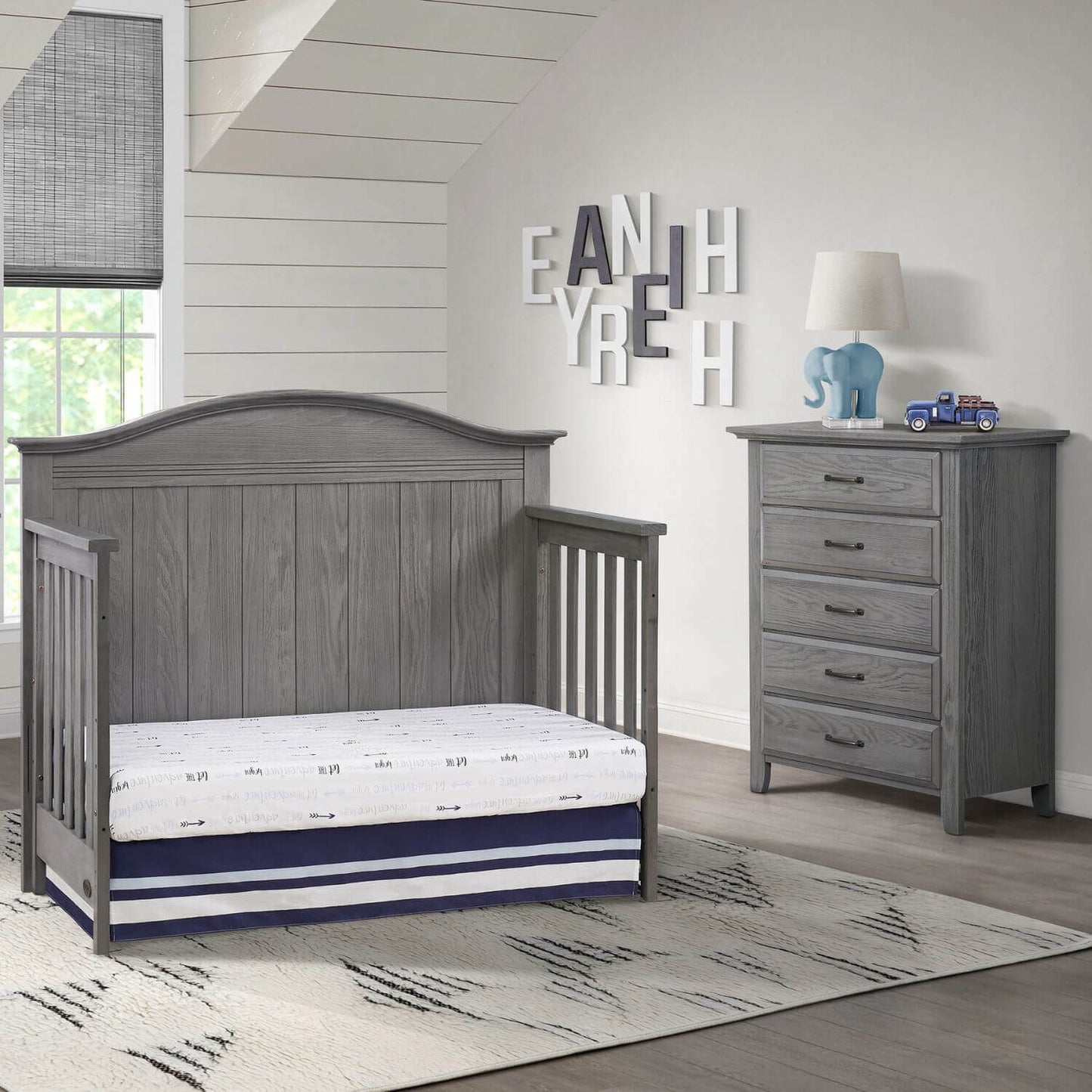 Soho Baby Chandler 4-in-1 Convertible Crib | Graphite Gray - Lifestyle