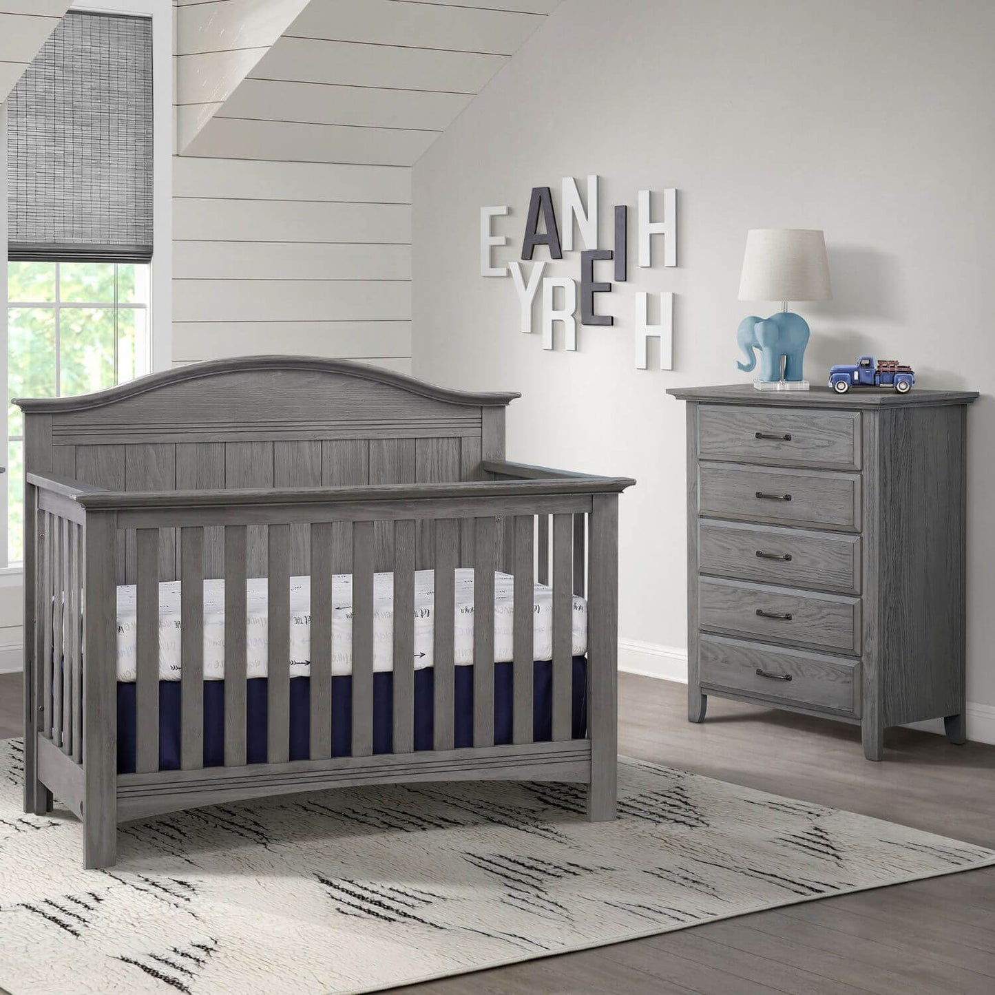 Soho Baby Chandler 4-in-1 Convertible Crib | Graphite Gray - Lifestyle