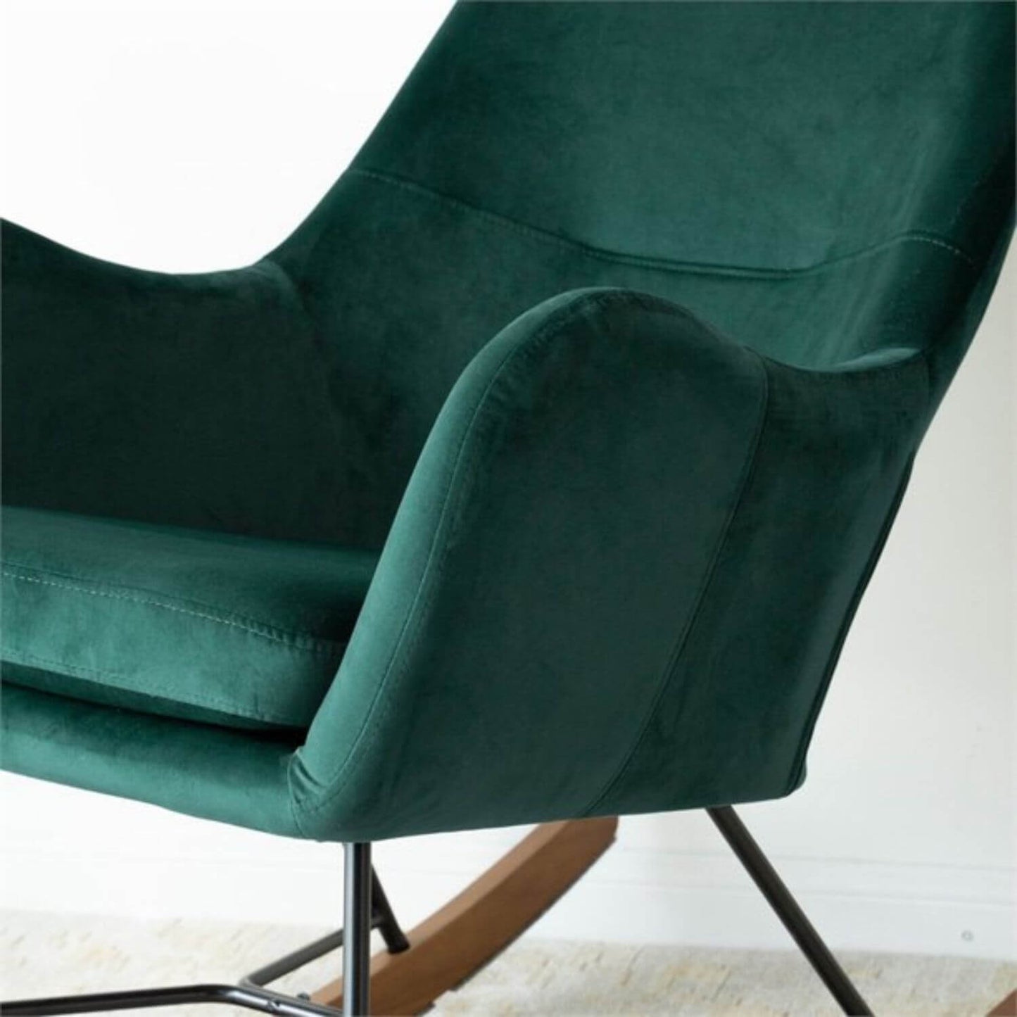Detail of Ashcroft Chelsea Green Velvet Nursery Rocking Chair