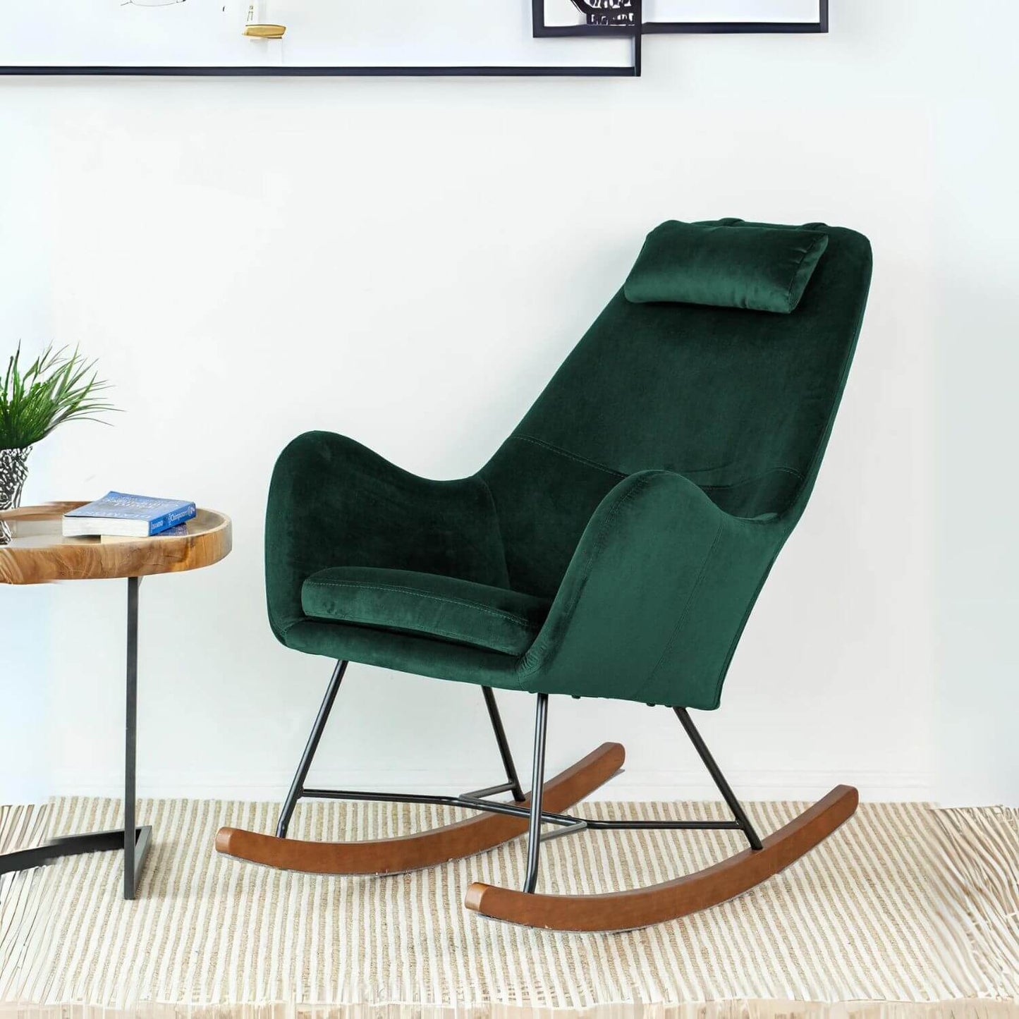 Ashcroft Chelsea Green Velvet Nursery Rocking Chair