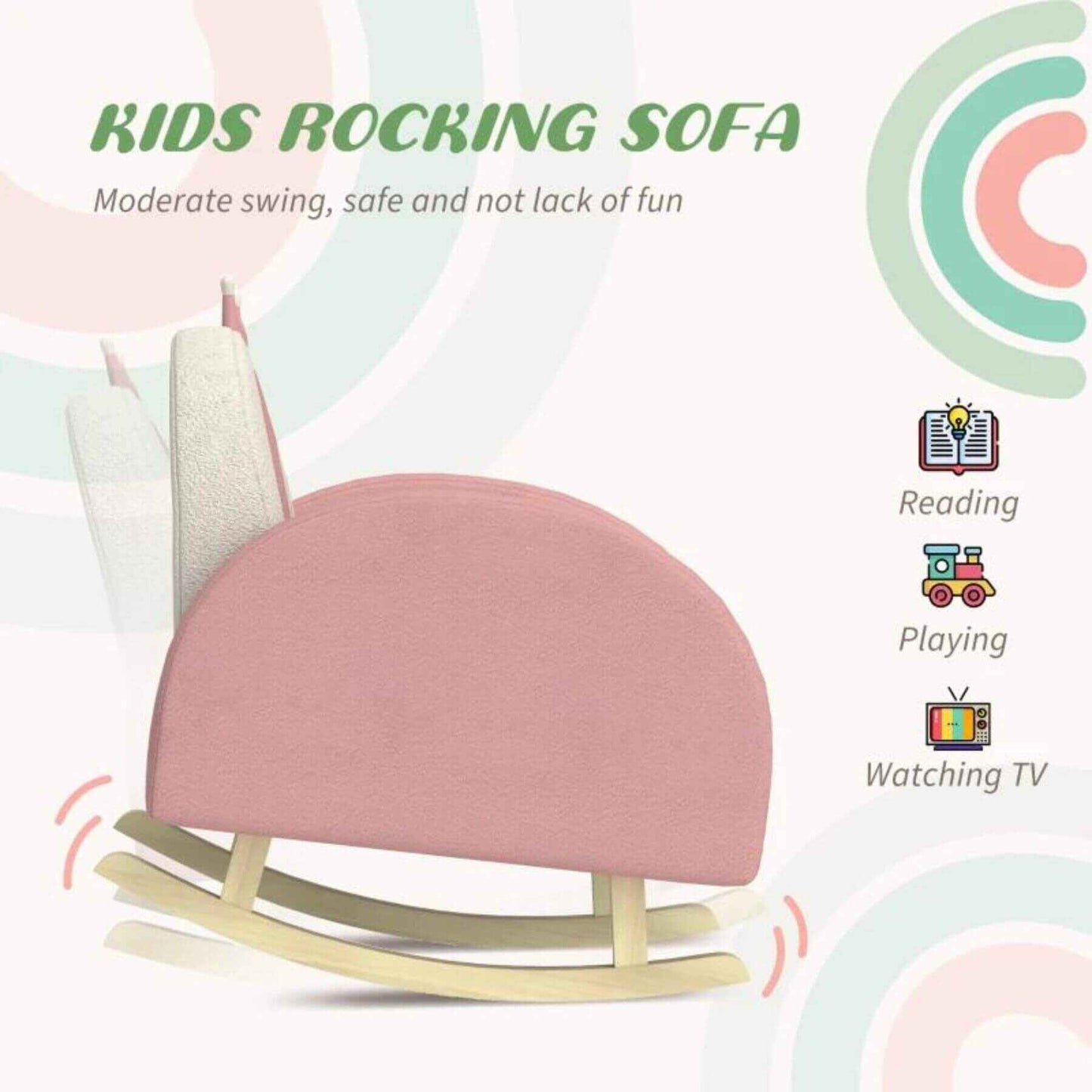 Side View of Qaba Children's Armchair Rocker for Bedroom, Playroom, Pink