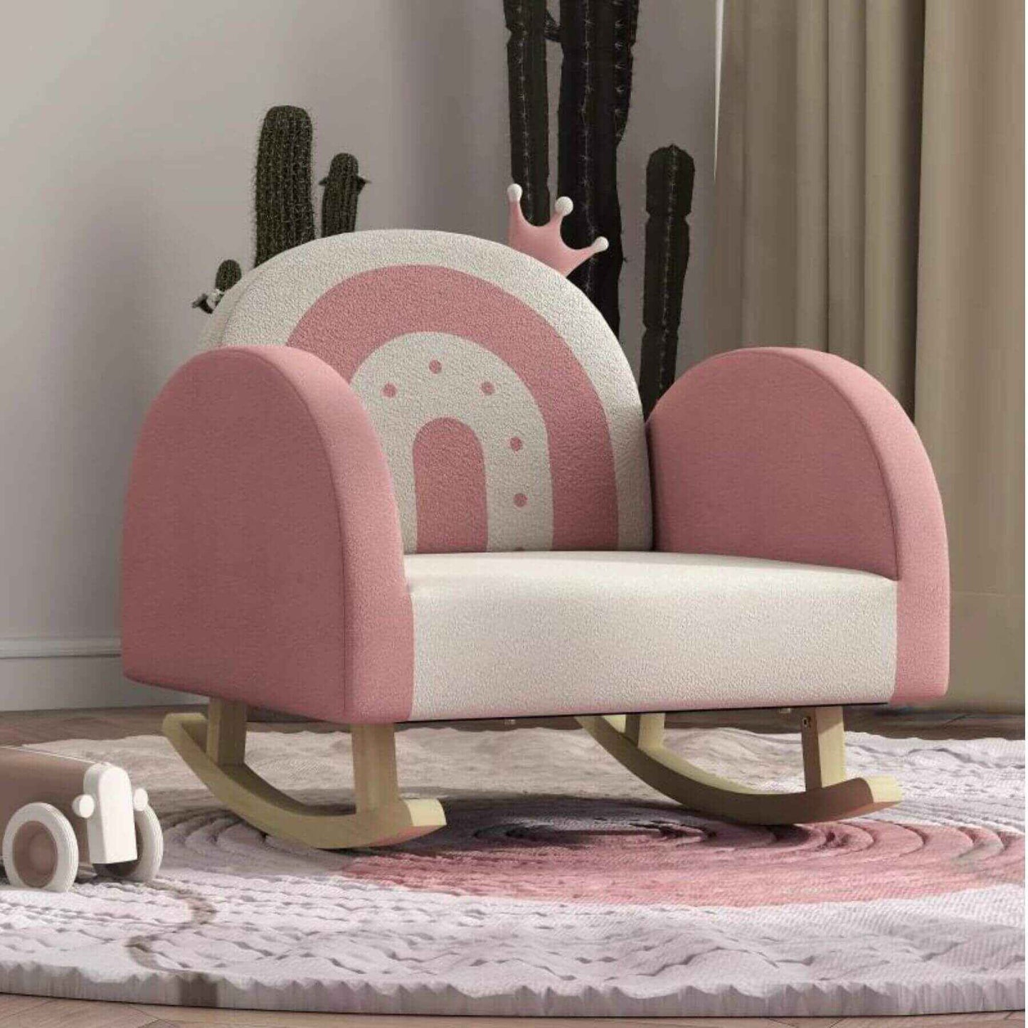 Qaba Children's Armchair Rocker for Bedroom, Playroom, Pink