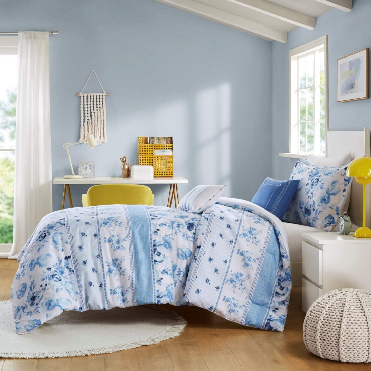 Christa Floral Striped Comforter Set Twin