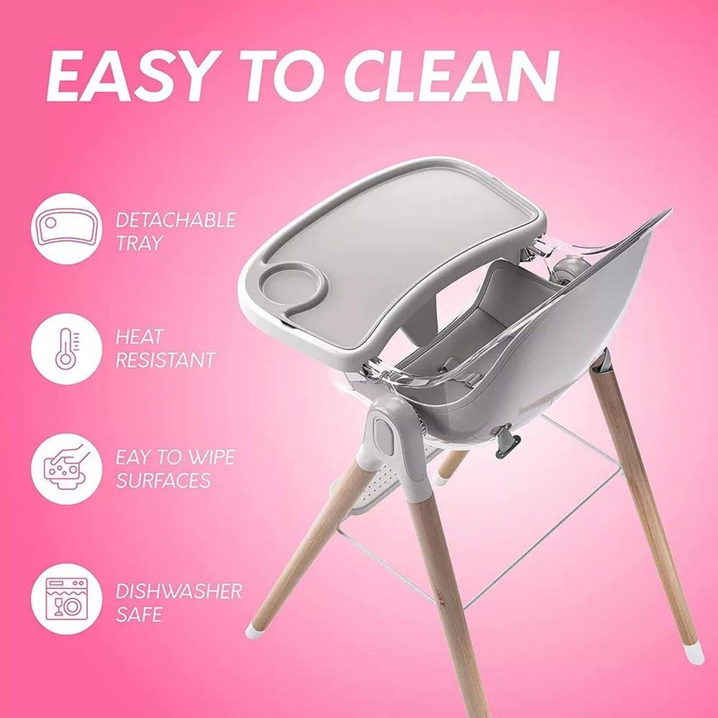 Children Of Design 6 in 1 Classic High Chair in Grey - Detail