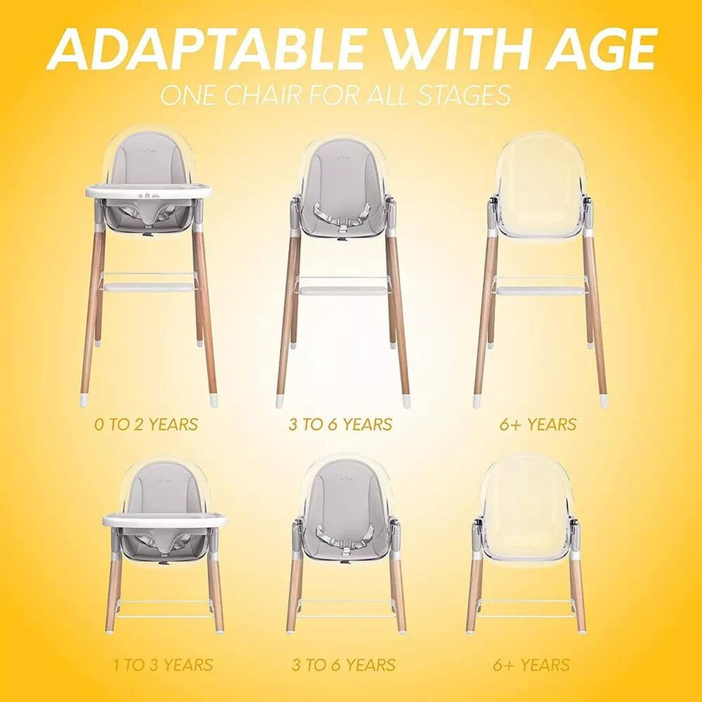 Children Of Design 6 in 1 Classic High Chair in Grey - Detail