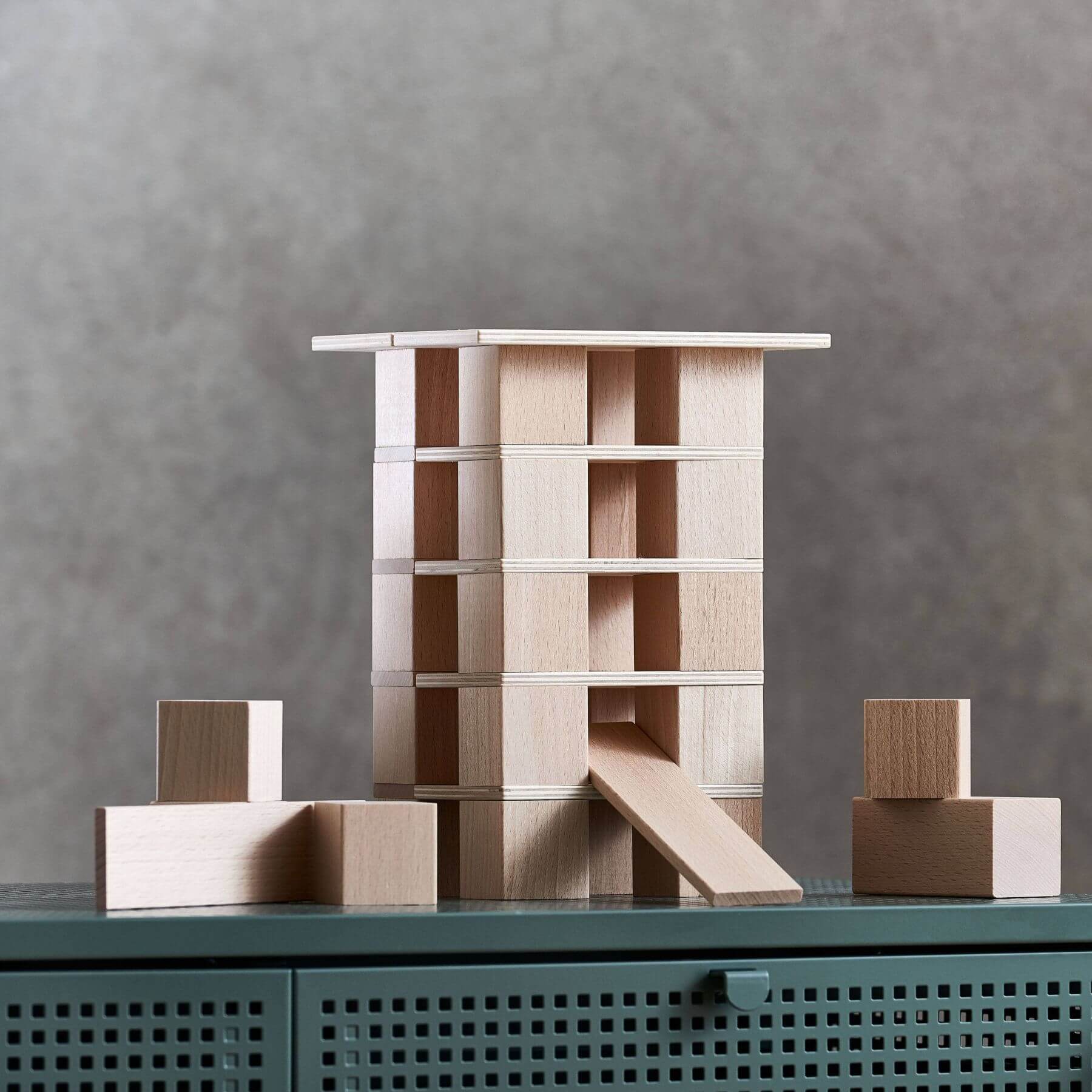 HABA USA Clever Up! Building Block System 2.0 on a gray background