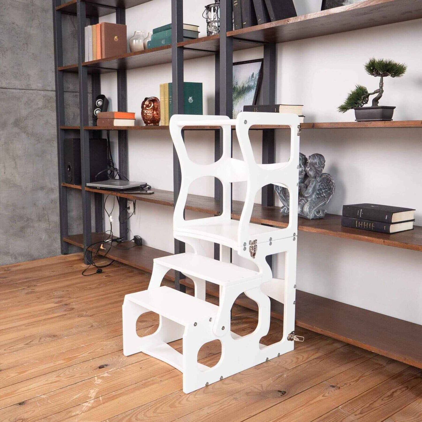Wood and Hearts Convertible Kitchen Tower | Neckline | White