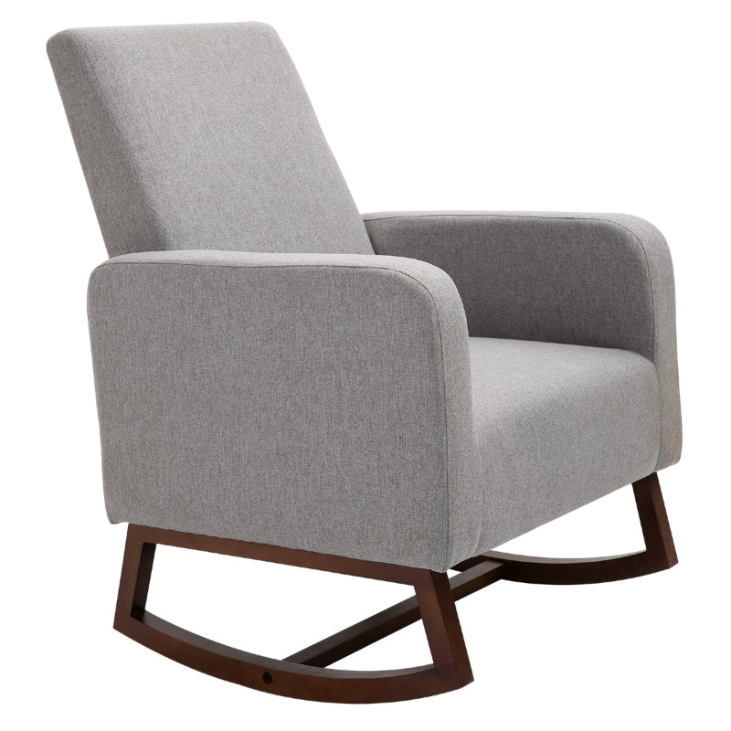 HOMCOM Nursery Rocker with Curved Wood Base Grey