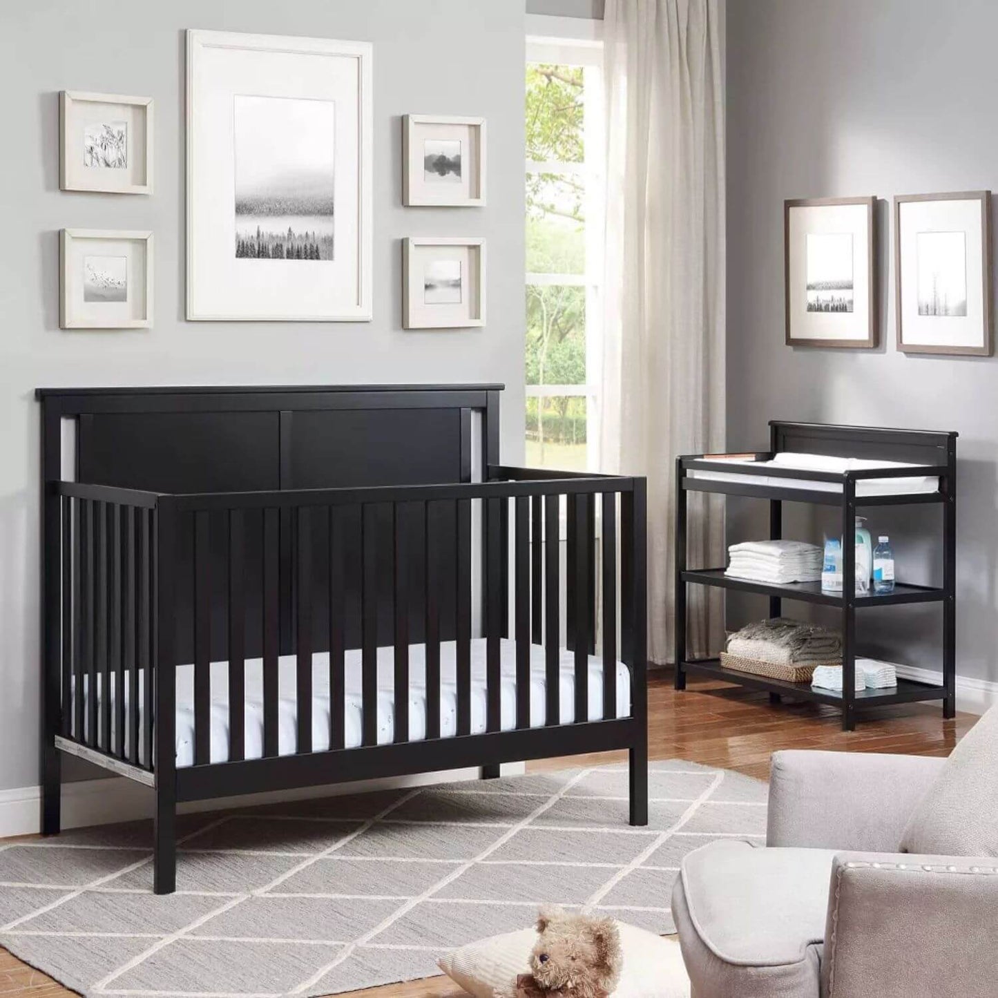 Connelly 4-in-1 Convertible Crib Black/Vintage Walnut