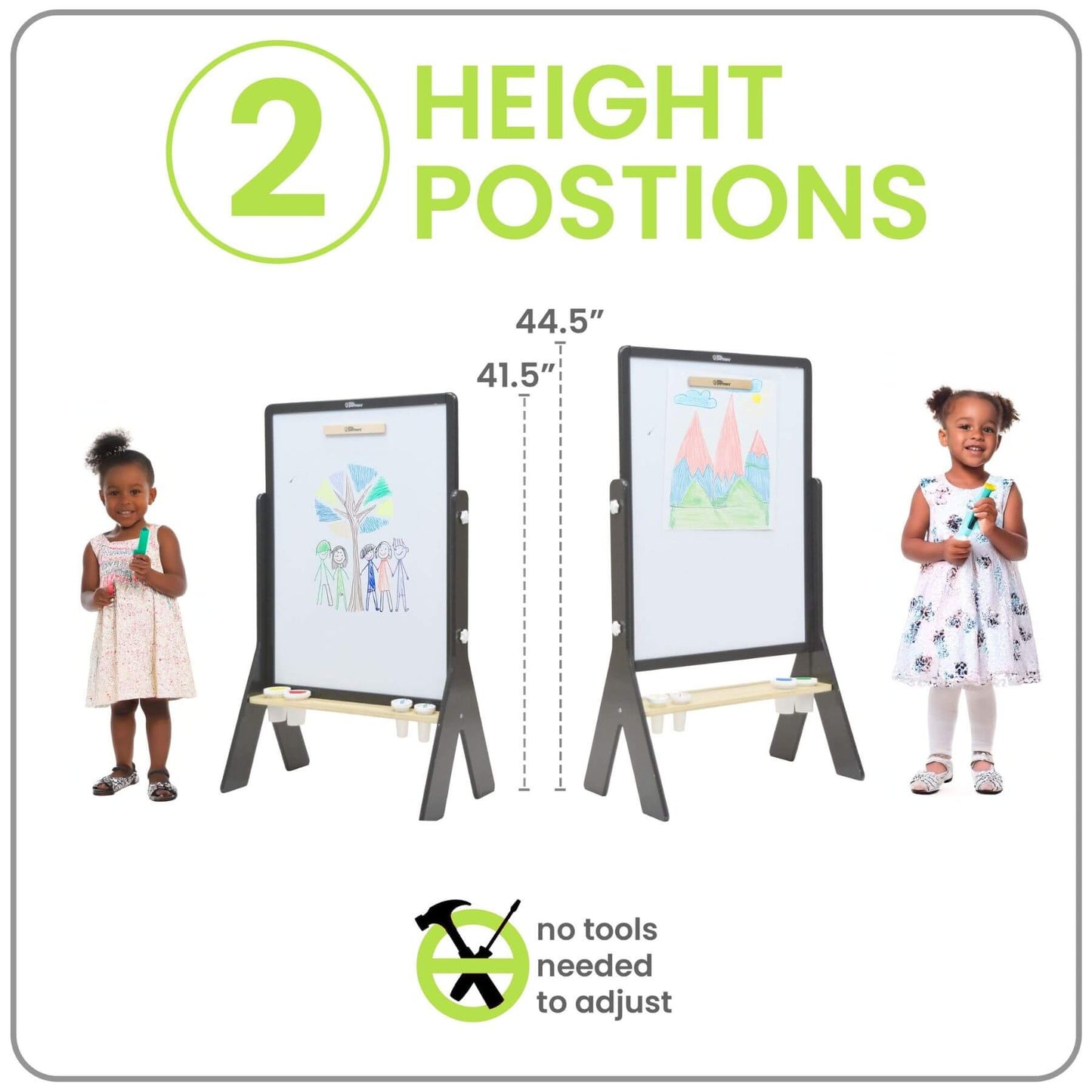 Girl Standing next to Little Partners Contempo Art Easel Charcoal