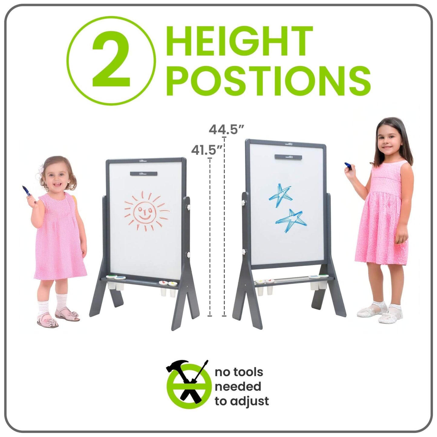 Kids Drawing on Little Partners Contempo Art Easel Grey