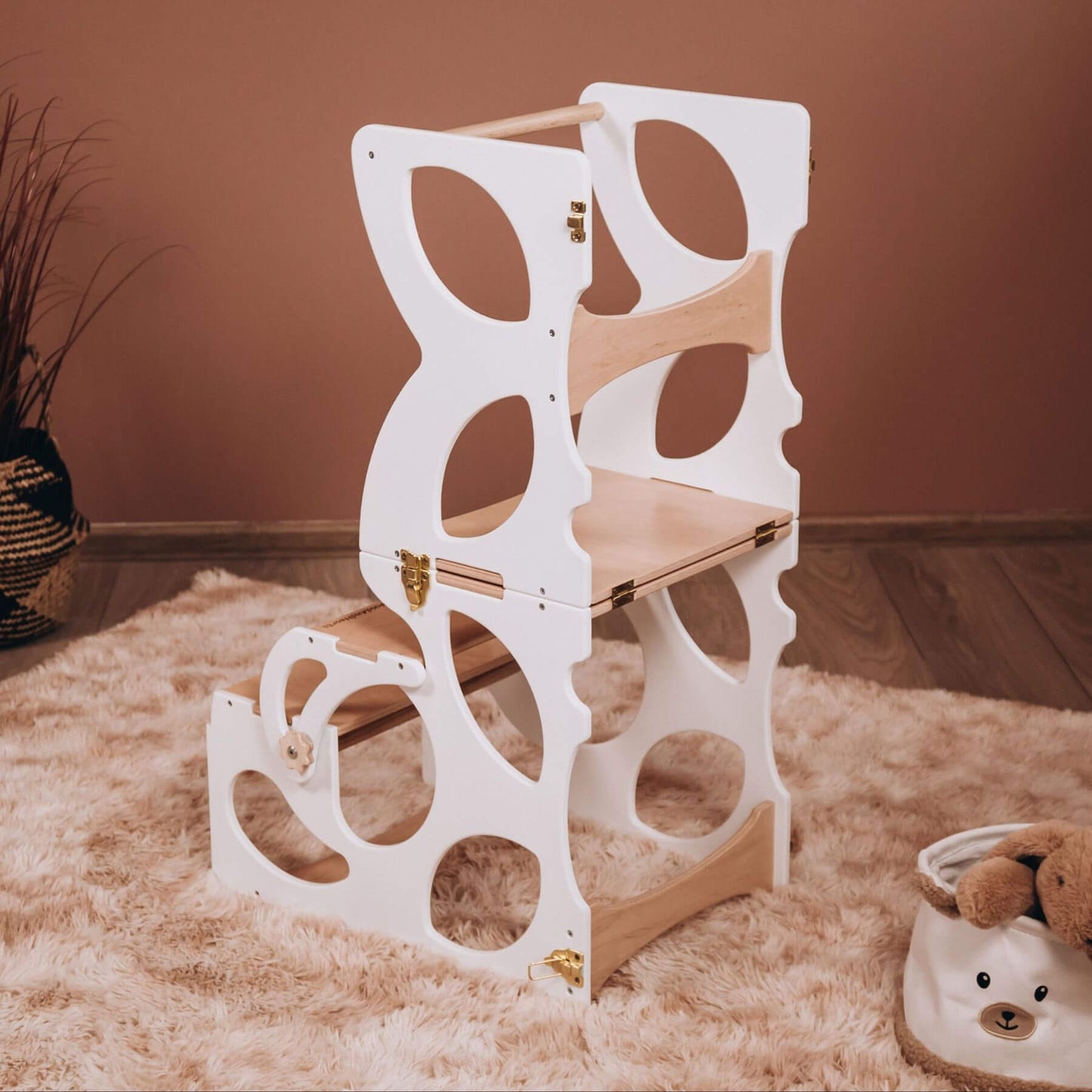 Wood and Hearts Convertible Kitchen Tower Butterfly White & Wood