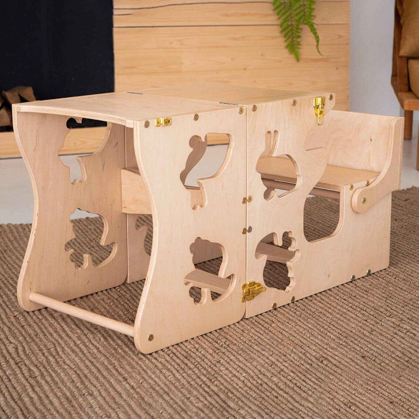 Wood and Hearts Convertible Kitchen Tower Animals Wood