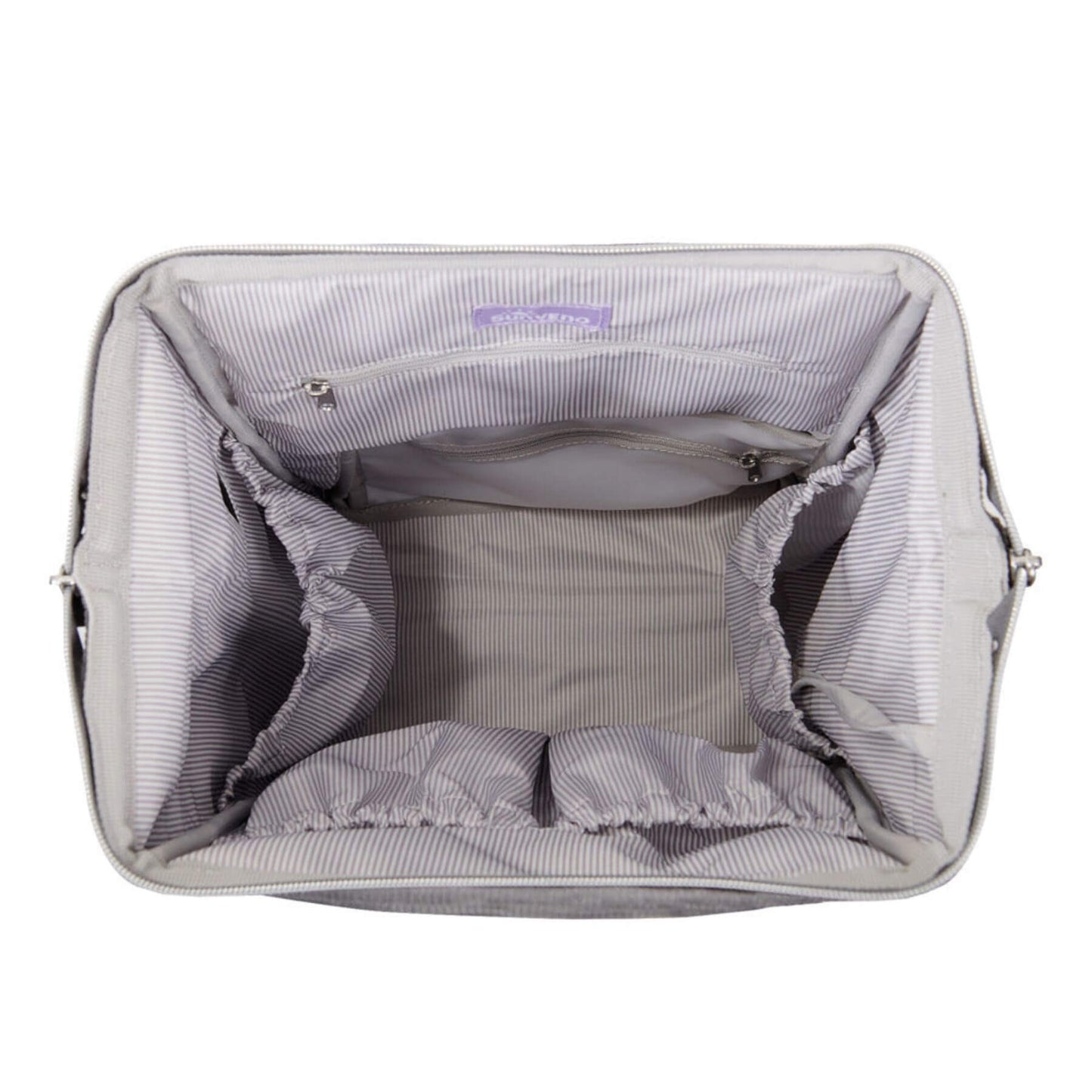 Interior of Corduroy Diaper Backpack Grey