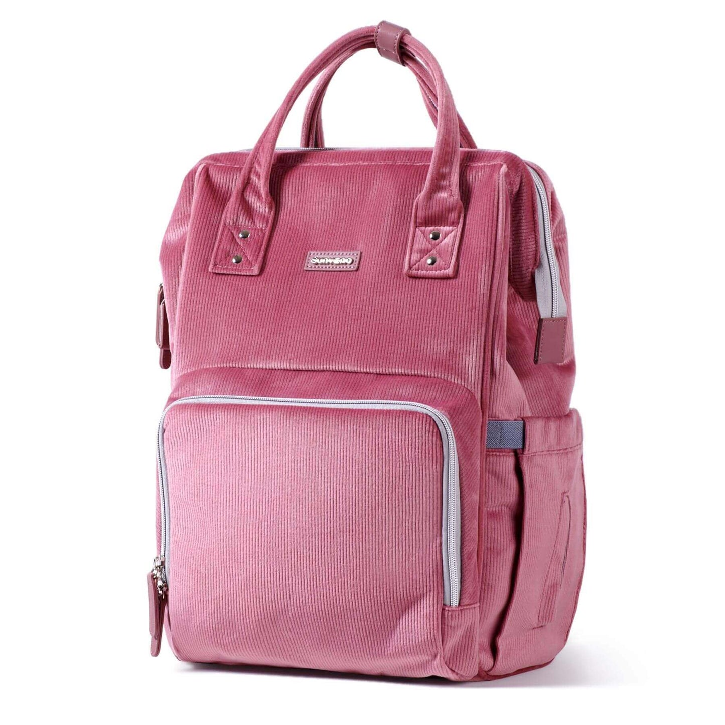 Corduroy Diaper Backpack Pink