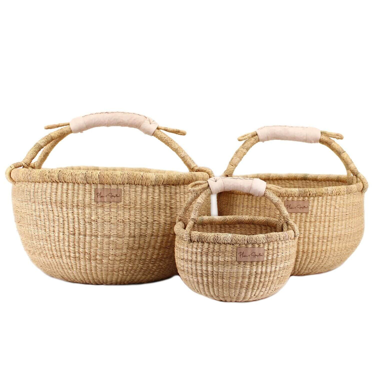 Three Plum+Sparrow Cream Handle Market Basket in different sizes