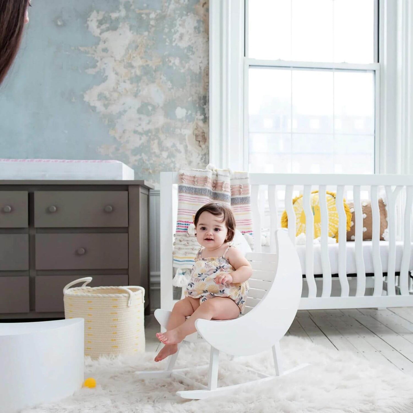 Milk Street Baby Crescent Moon Rocker Tot size Snow - Lifestyle
