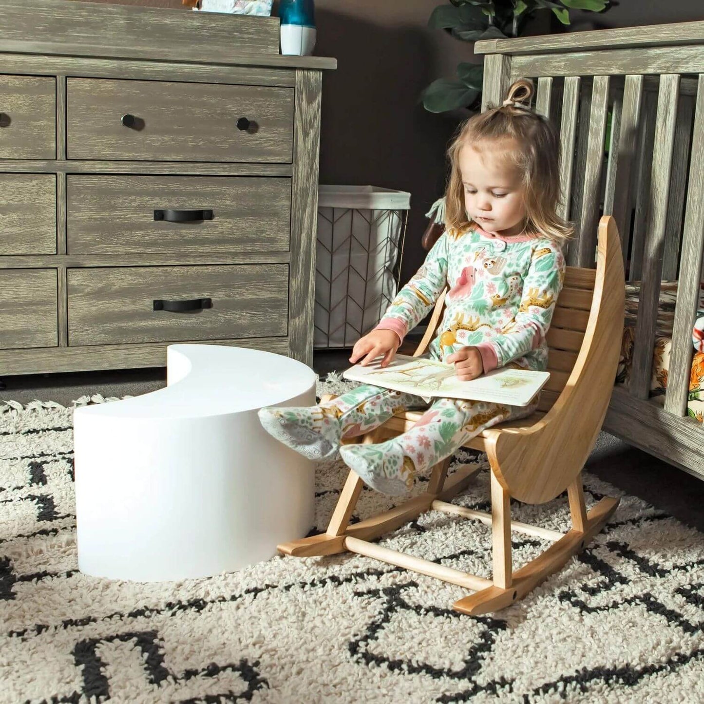 Milk Street Baby Crescent Moon Table / Ottoman Snow - Lifestyle