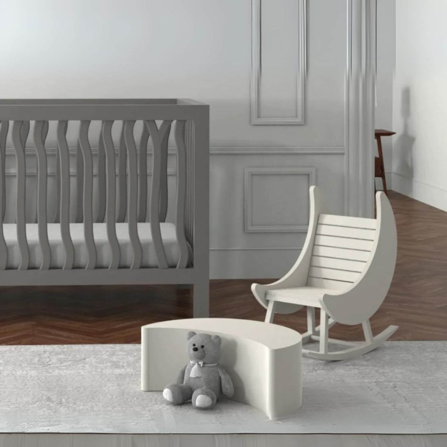 Milk Street Baby Crescent Moon Table / Ottoman Snow - Lifestyle