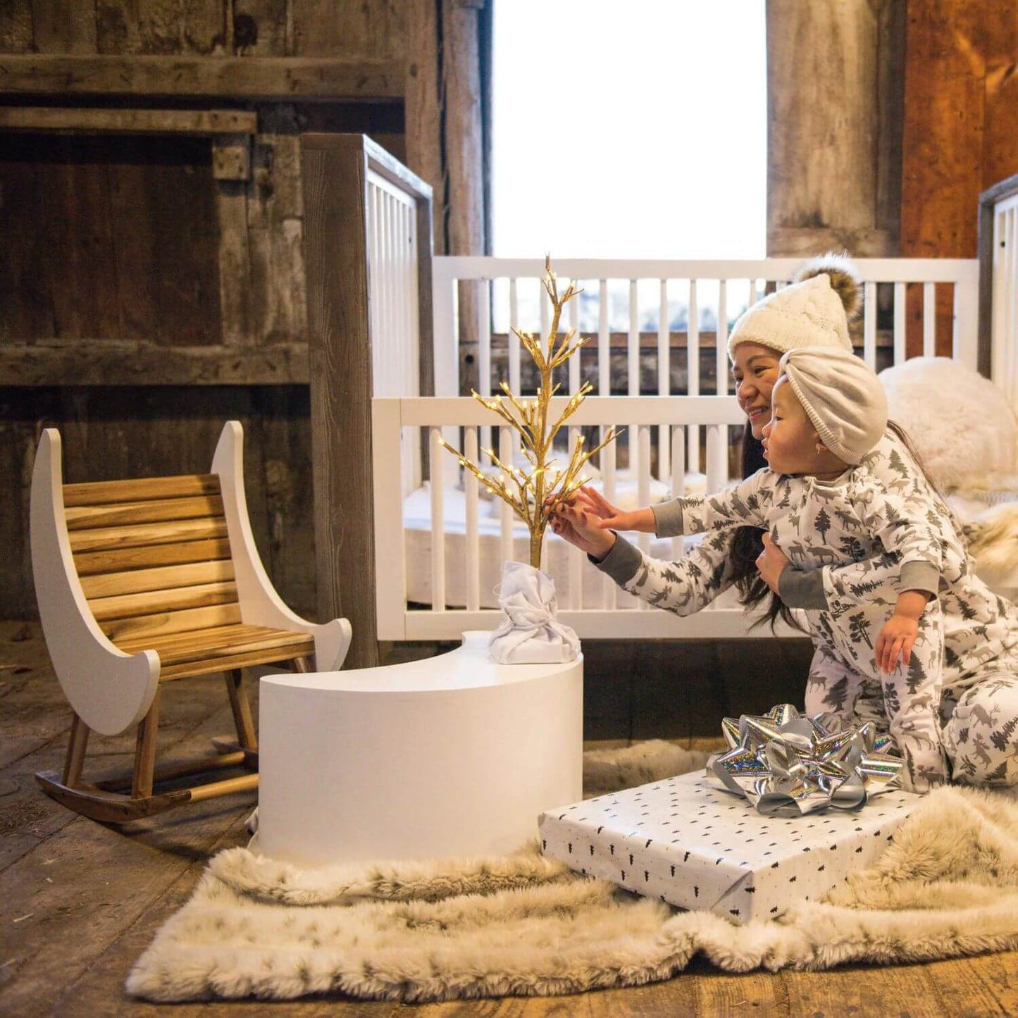 Milk Street Baby Crescent Moon Table / Ottoman Snow - Lifestyle