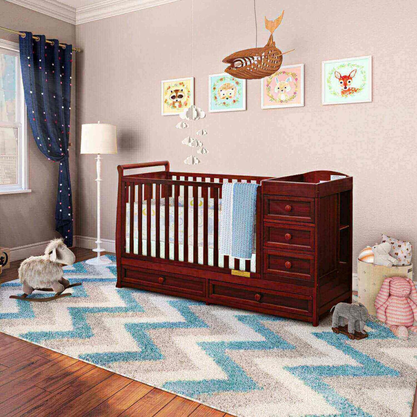 AFG Daphne 3-in-1 Crib and Changer Combo Cherry