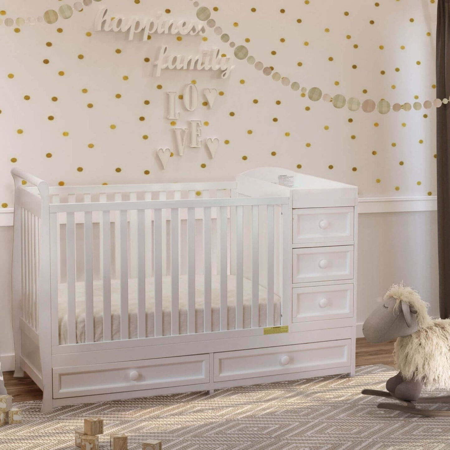 AFG Daphne 3-in-1 Crib and Changer Combo White