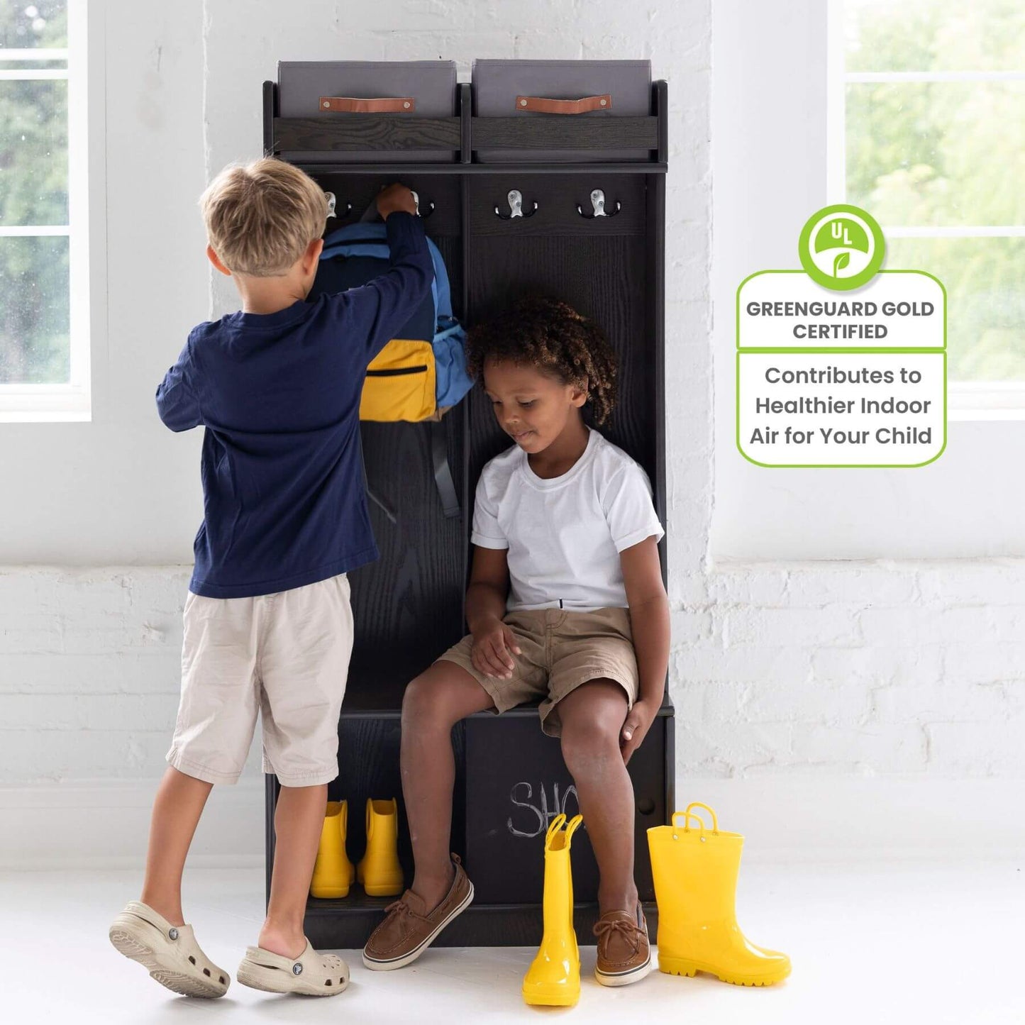 Kids Using Little Partners Deluxe Cubby Charcoal Grey