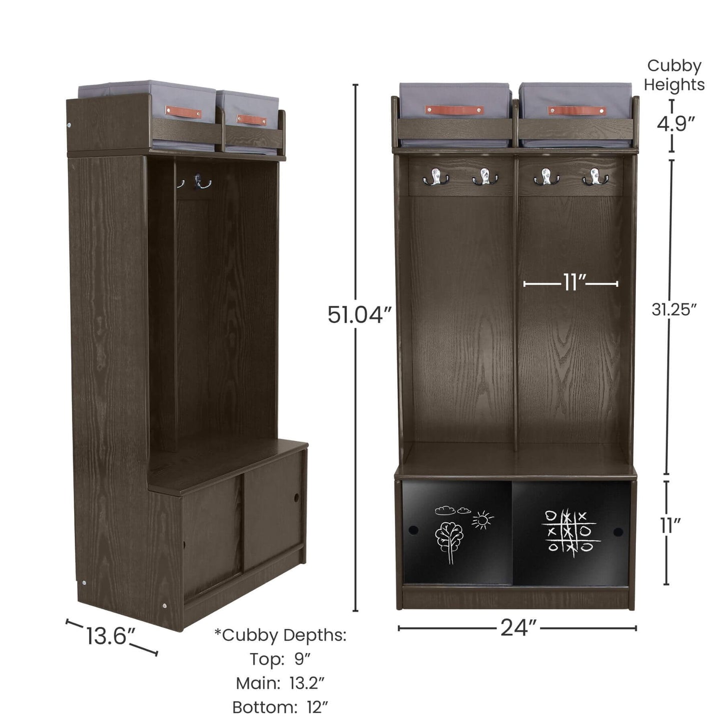 Little Partners Deluxe Cubby Charcoal Grey