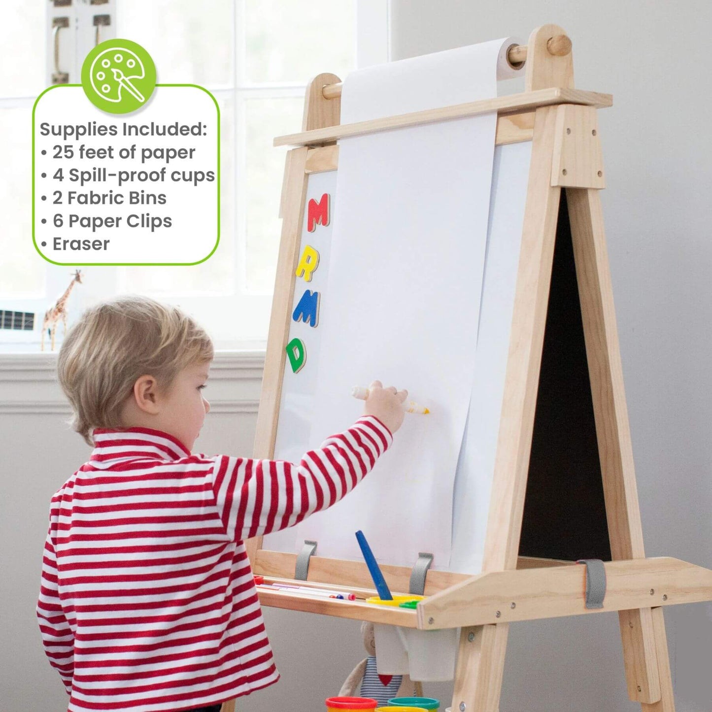 Boy Drawing on Little Partners Deluxe Learn & Play Art Center