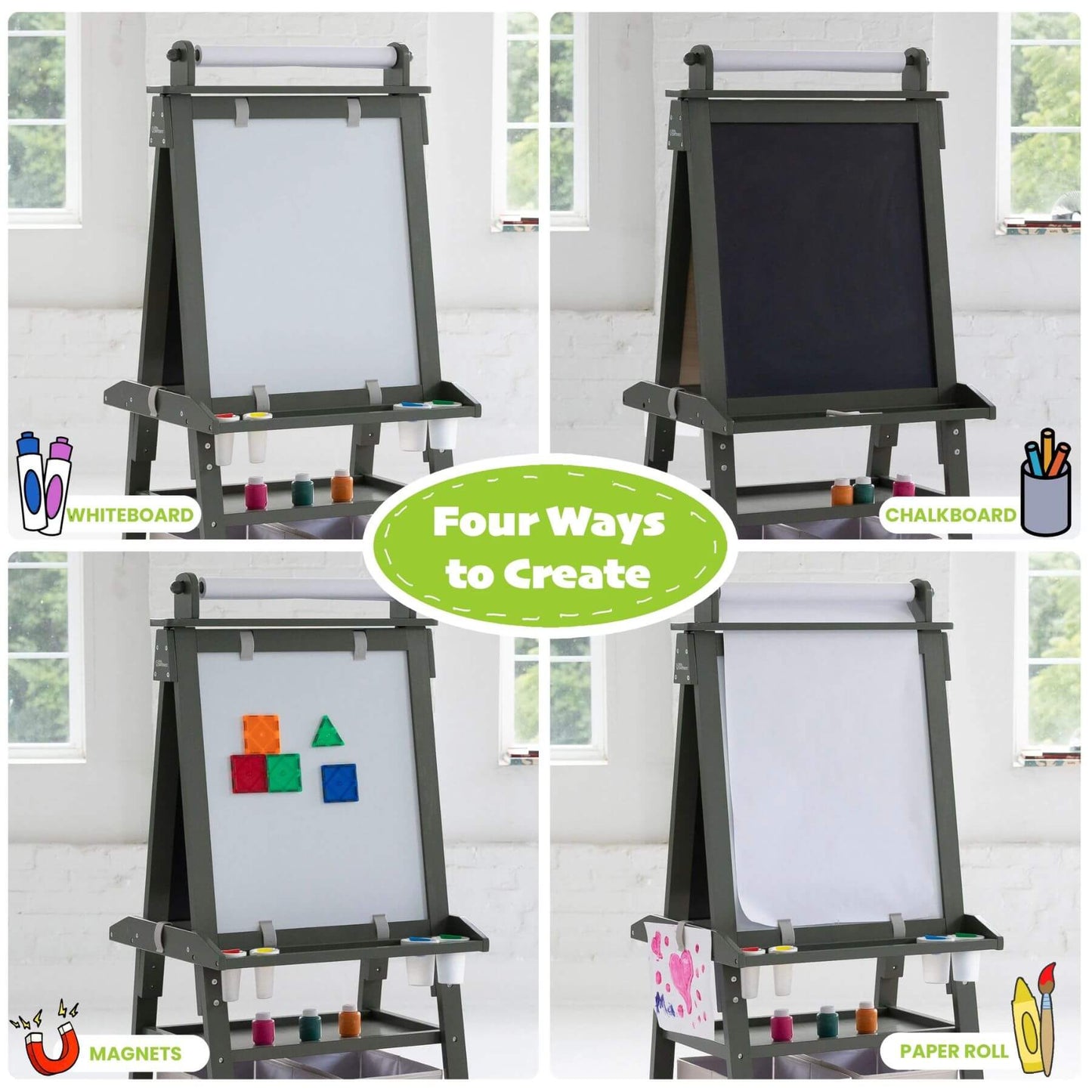 Little Partners Deluxe Learn & Play Art Center Olive Green