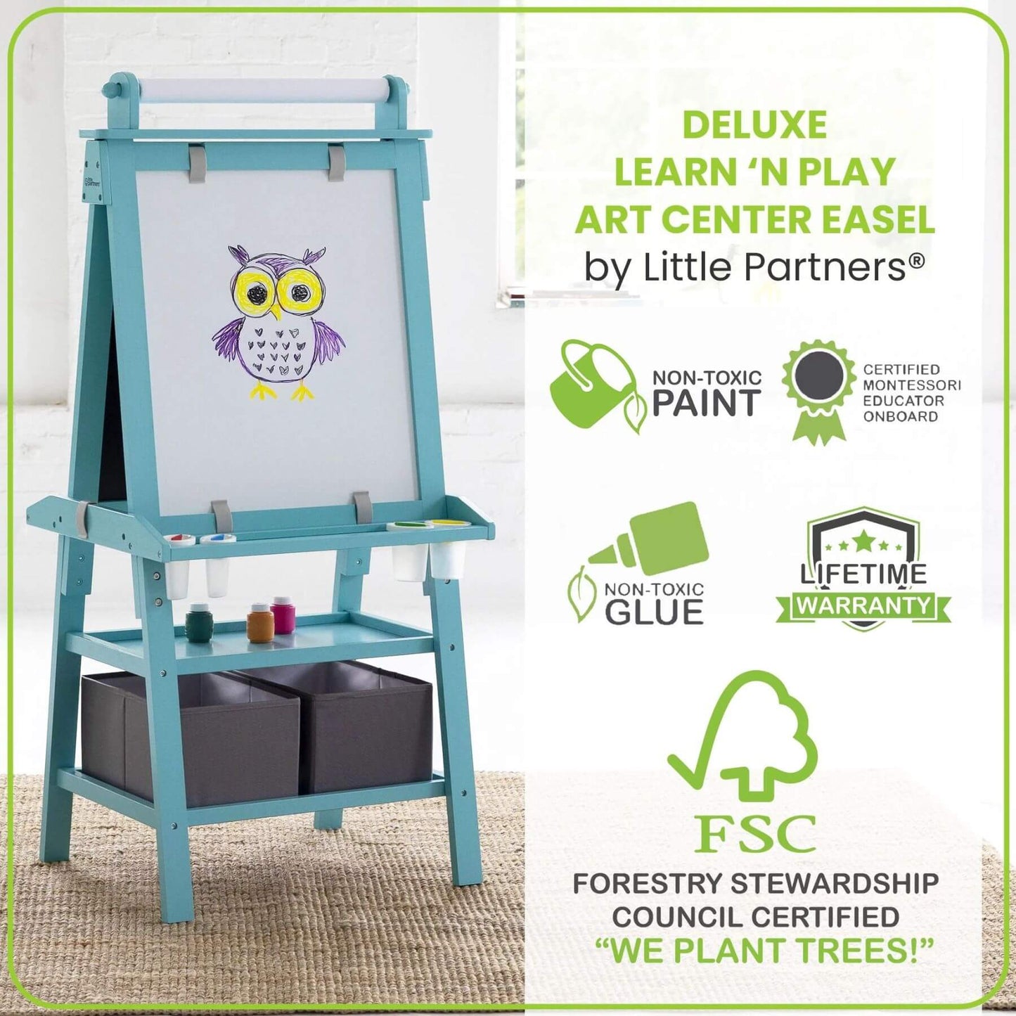 Little Partners Deluxe Learn & Play Art Center Turquoise
