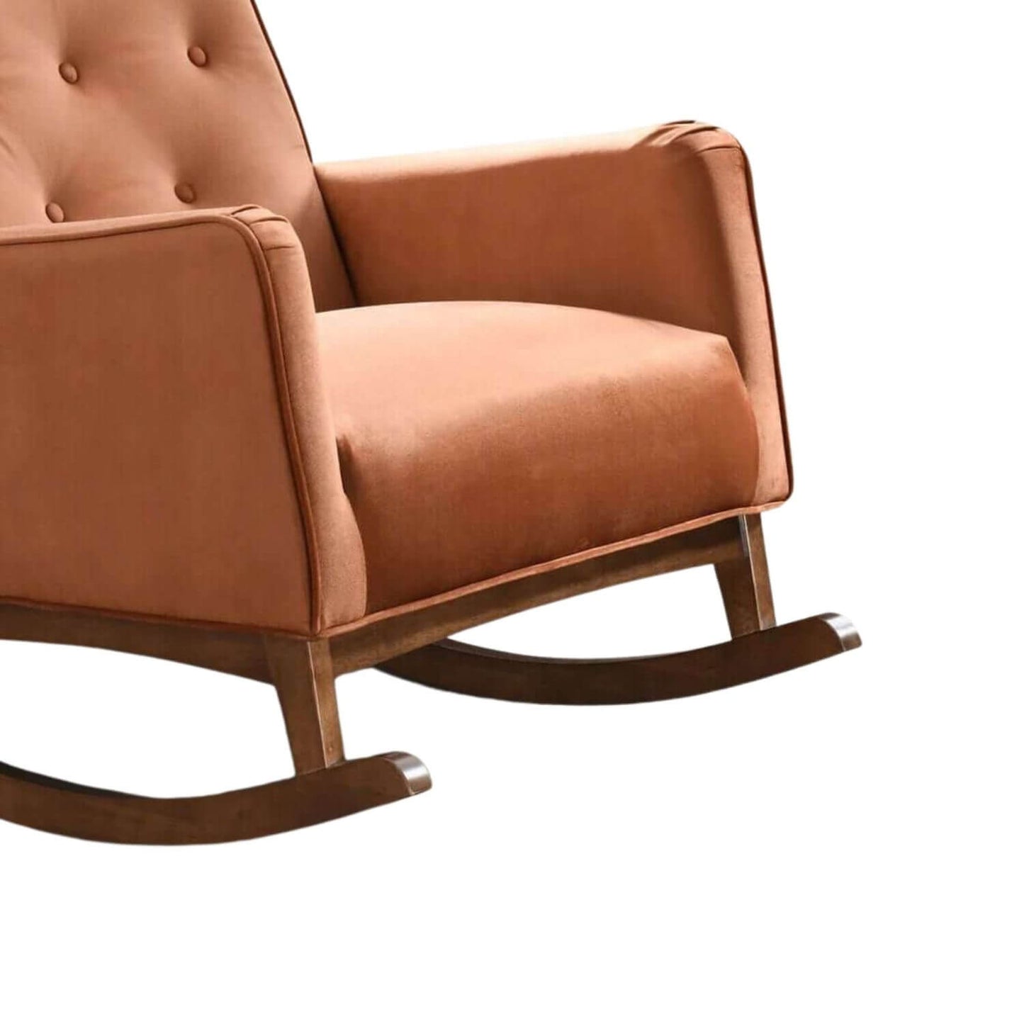 Ashcroft Orange Velvet Fabric Nursery Rocking Chair - Detail