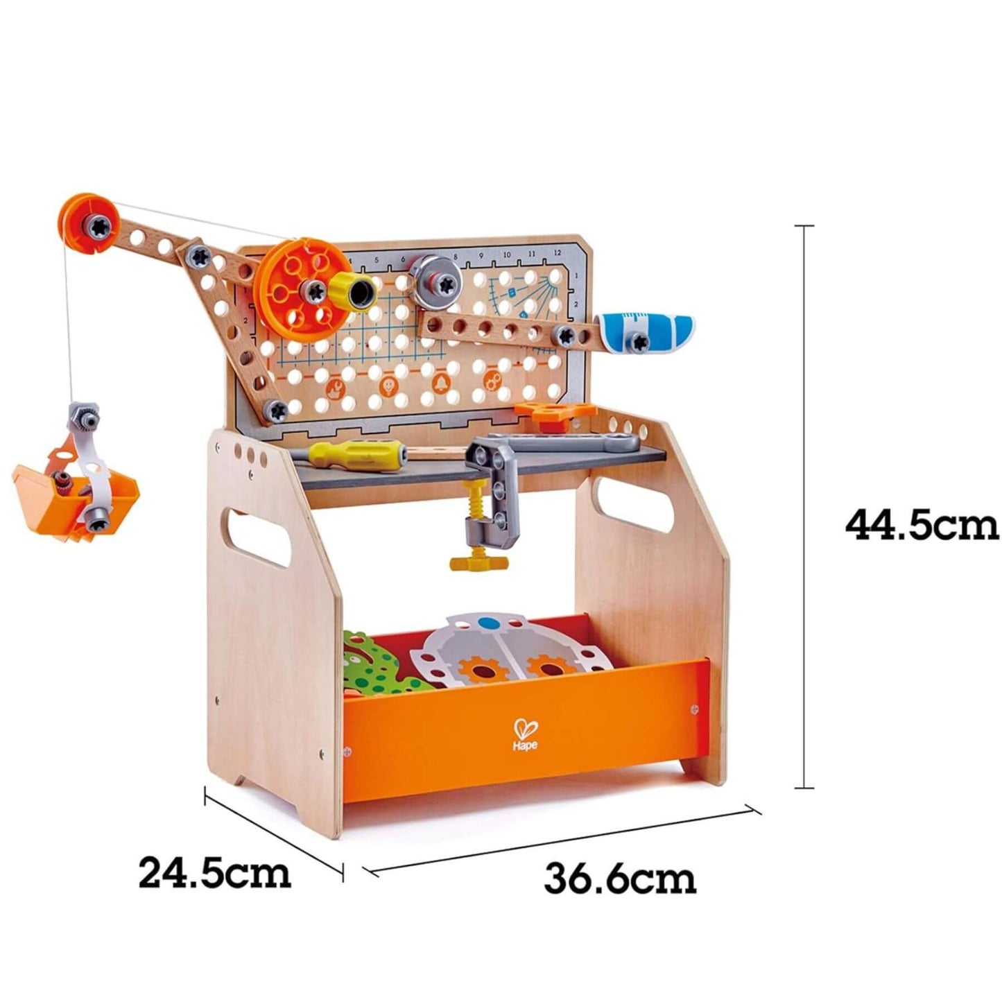 Hape Discovery Scientific Workbench, showing dimensions