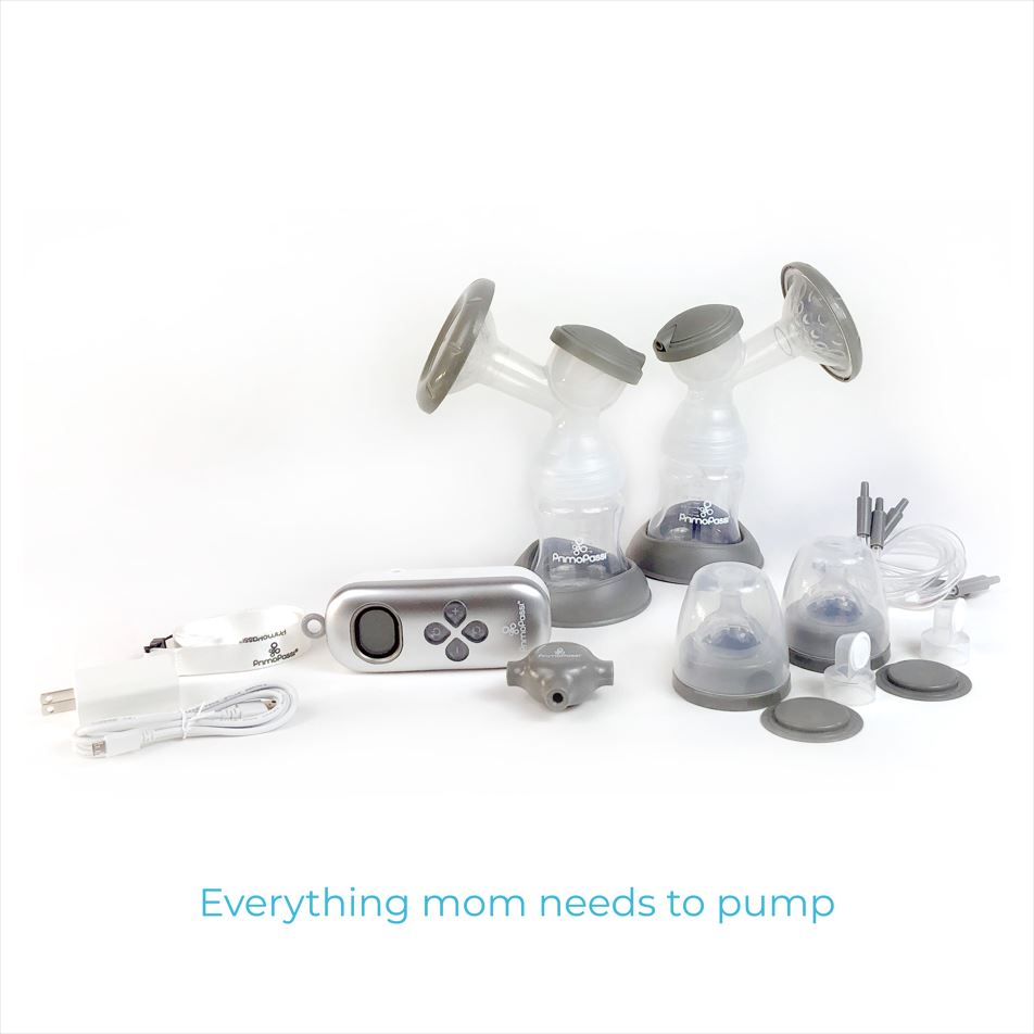 Breast pump set with various components