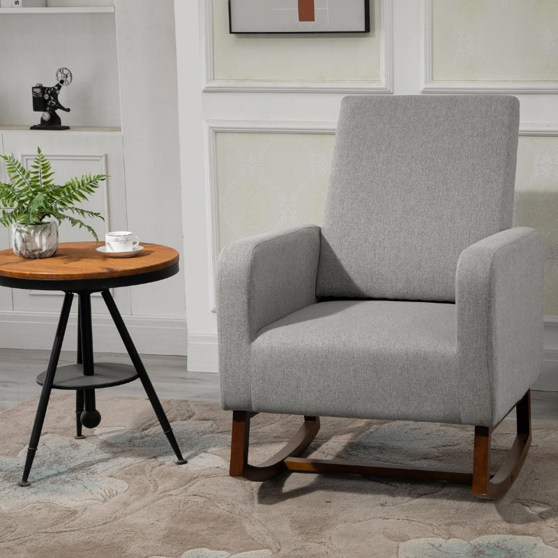 HOMCOM Nursery Rocker with Curved Wood Base Grey