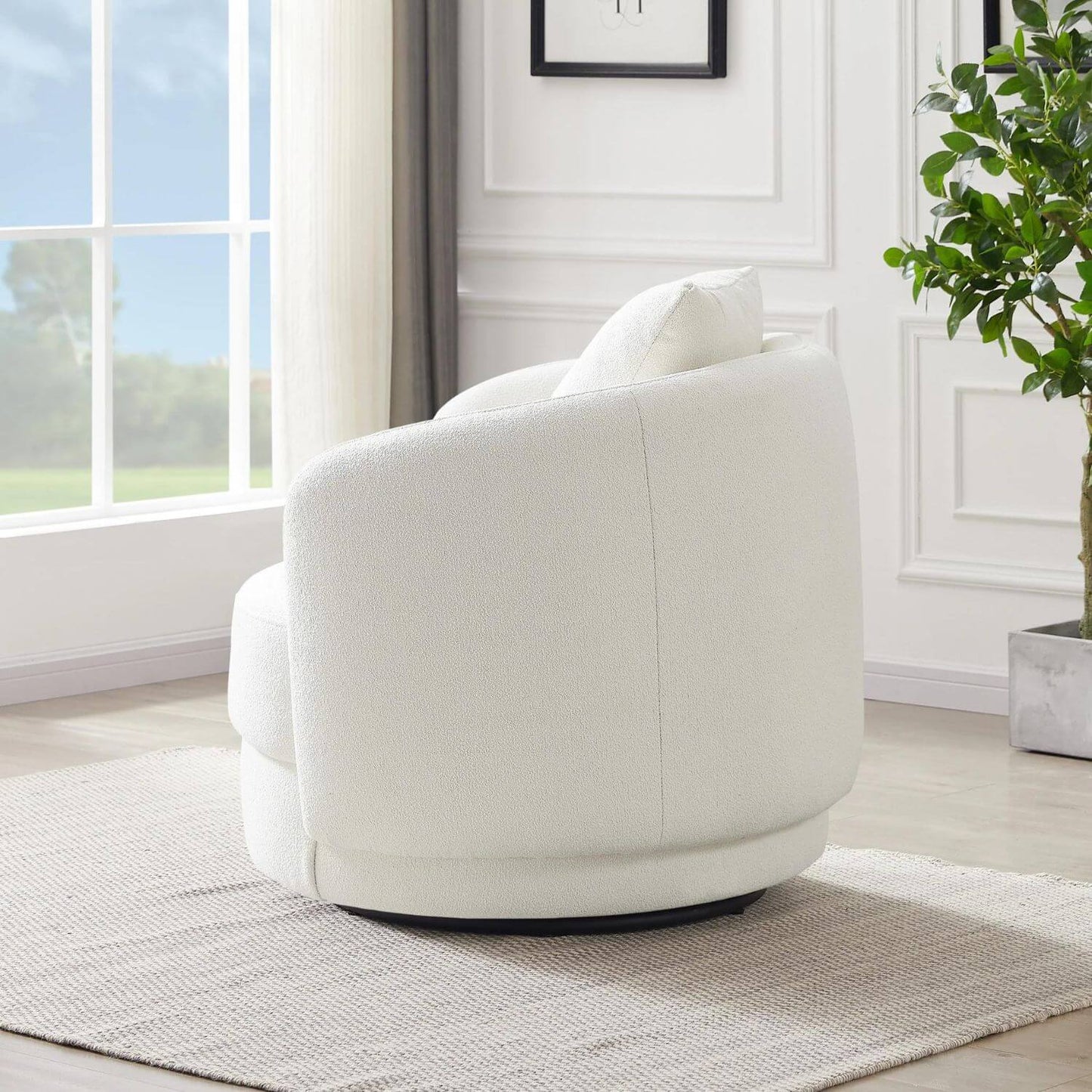 Side View of Ashcroft Dylan Boucle Lounge Nursery Chair Beige