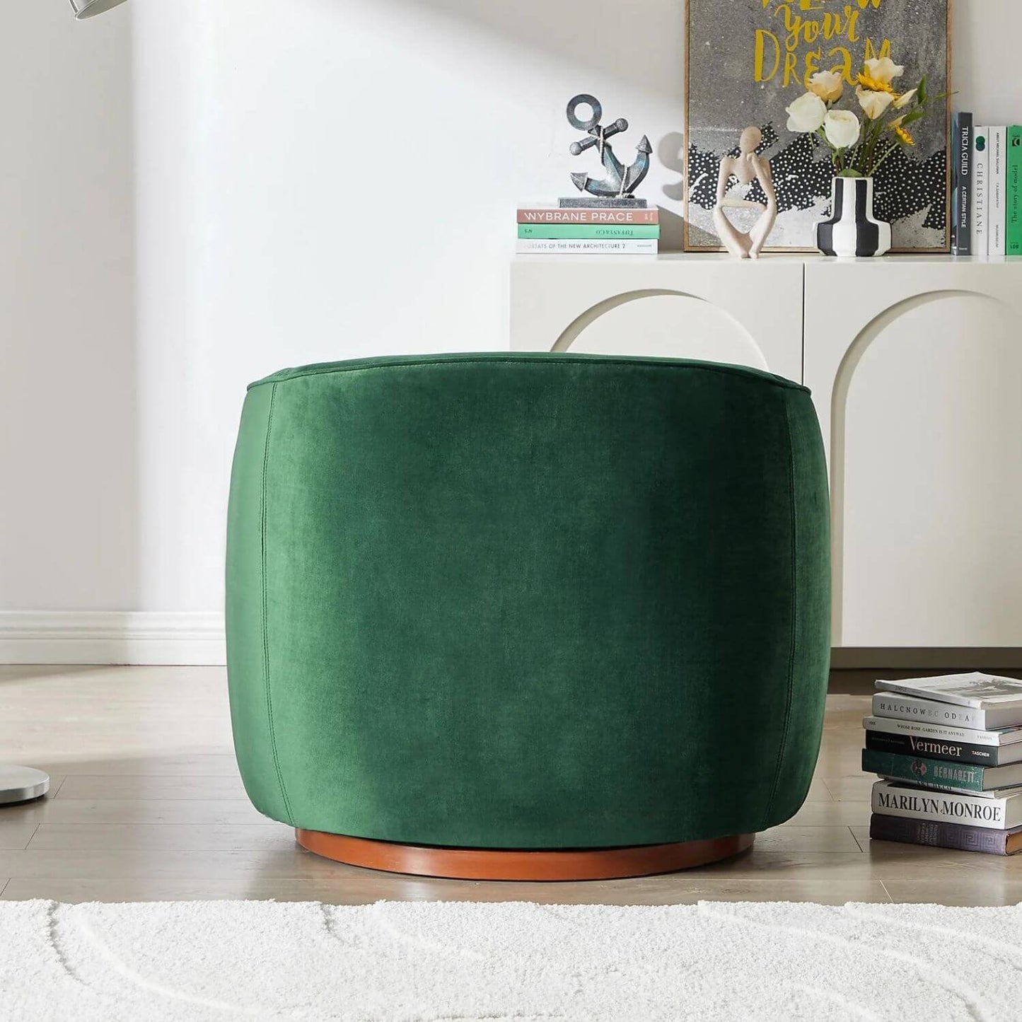 Ashcroft Elise Dark Green Velvet Nursery Swivel Chair - Lifestyle