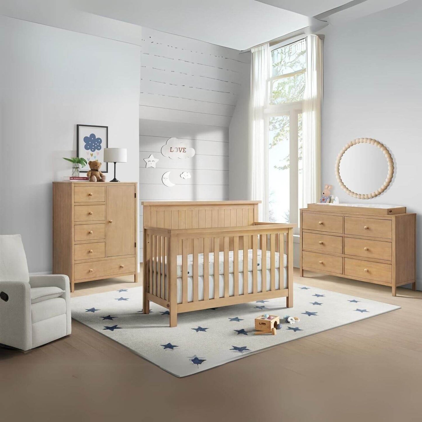 Soho Baby Everlee 4-in-1 Convertible Crib | Honey Wood