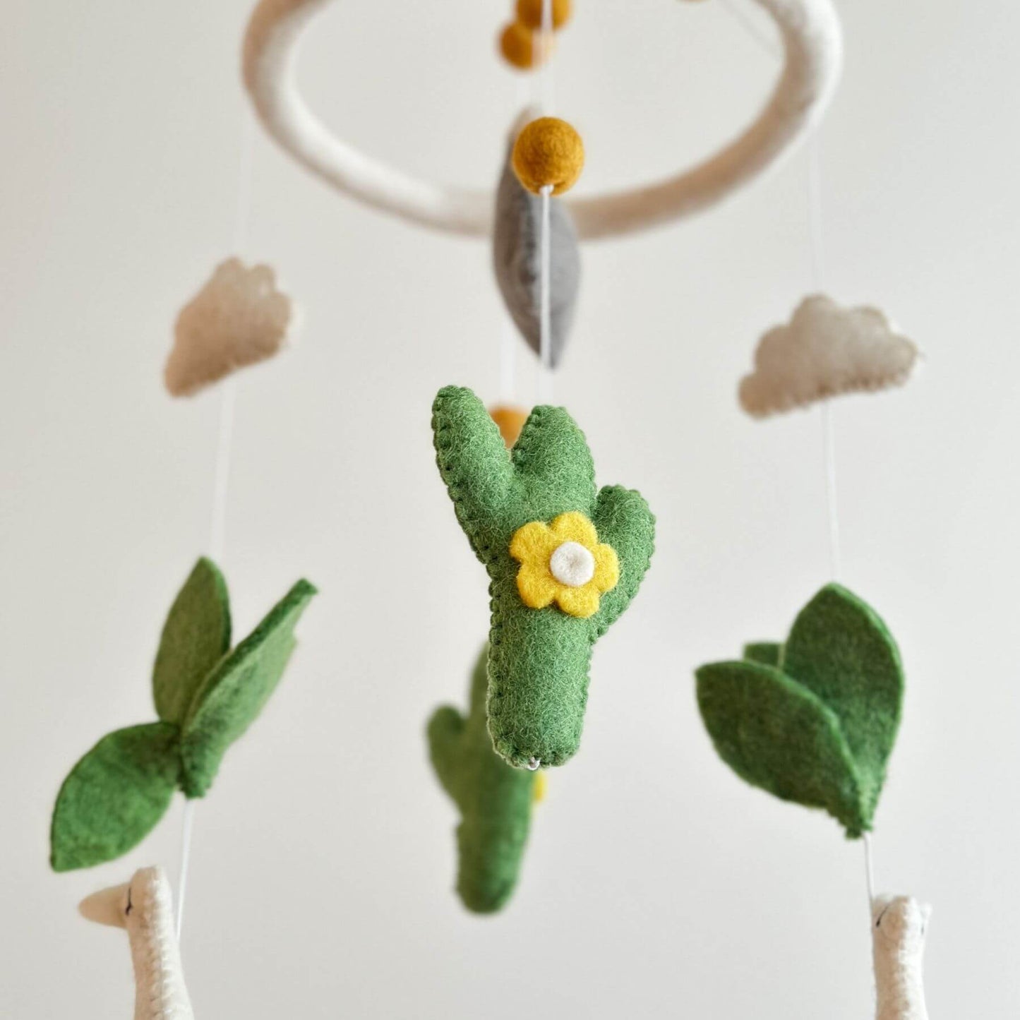 Close-up of Ganapati Crafts Co. Felt Baby Mobile - Llama