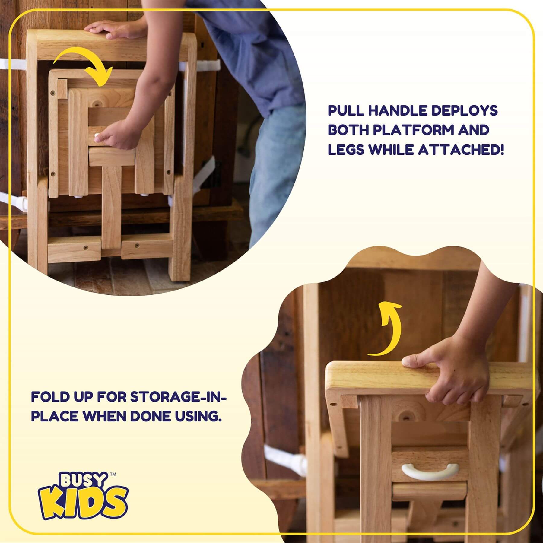 Details of Busy Kids Fold 'N Store Step Stool Natural