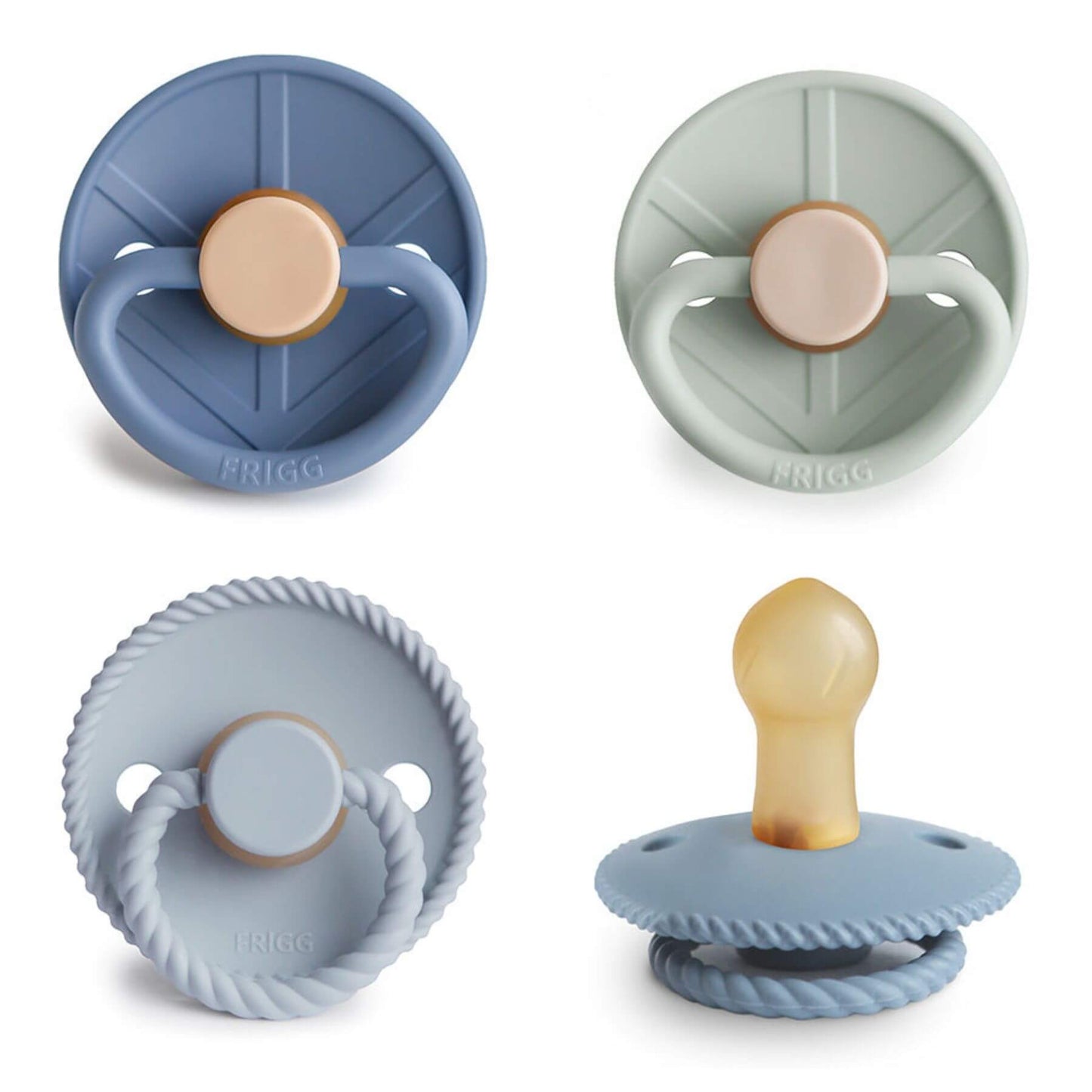 Mushie FRIGG Natural Rubber Pacifier 4-Pack | Skyline Serenity