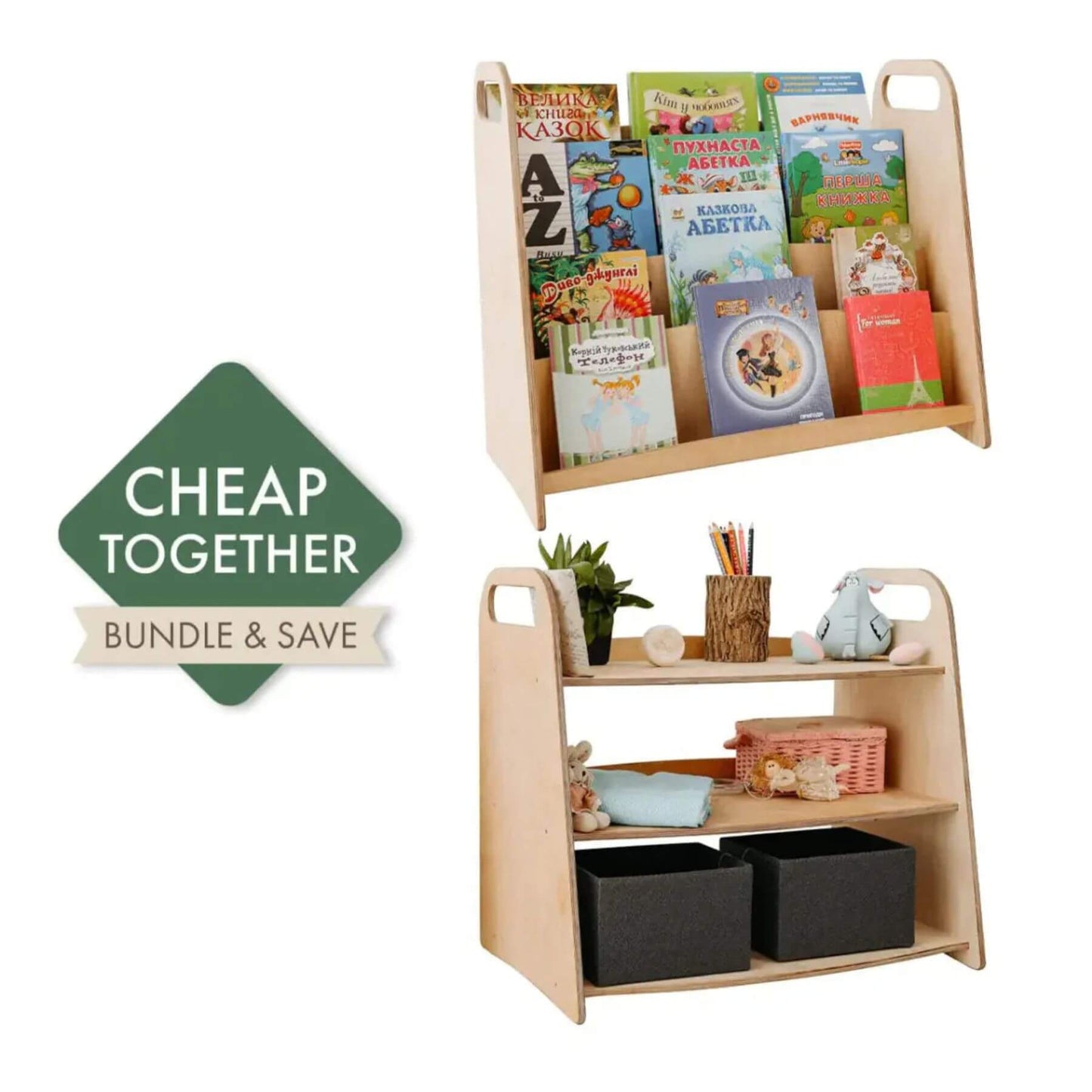Goodevas 2in1 Montessori Shelves Set – Bookshelf & Toy Shelf