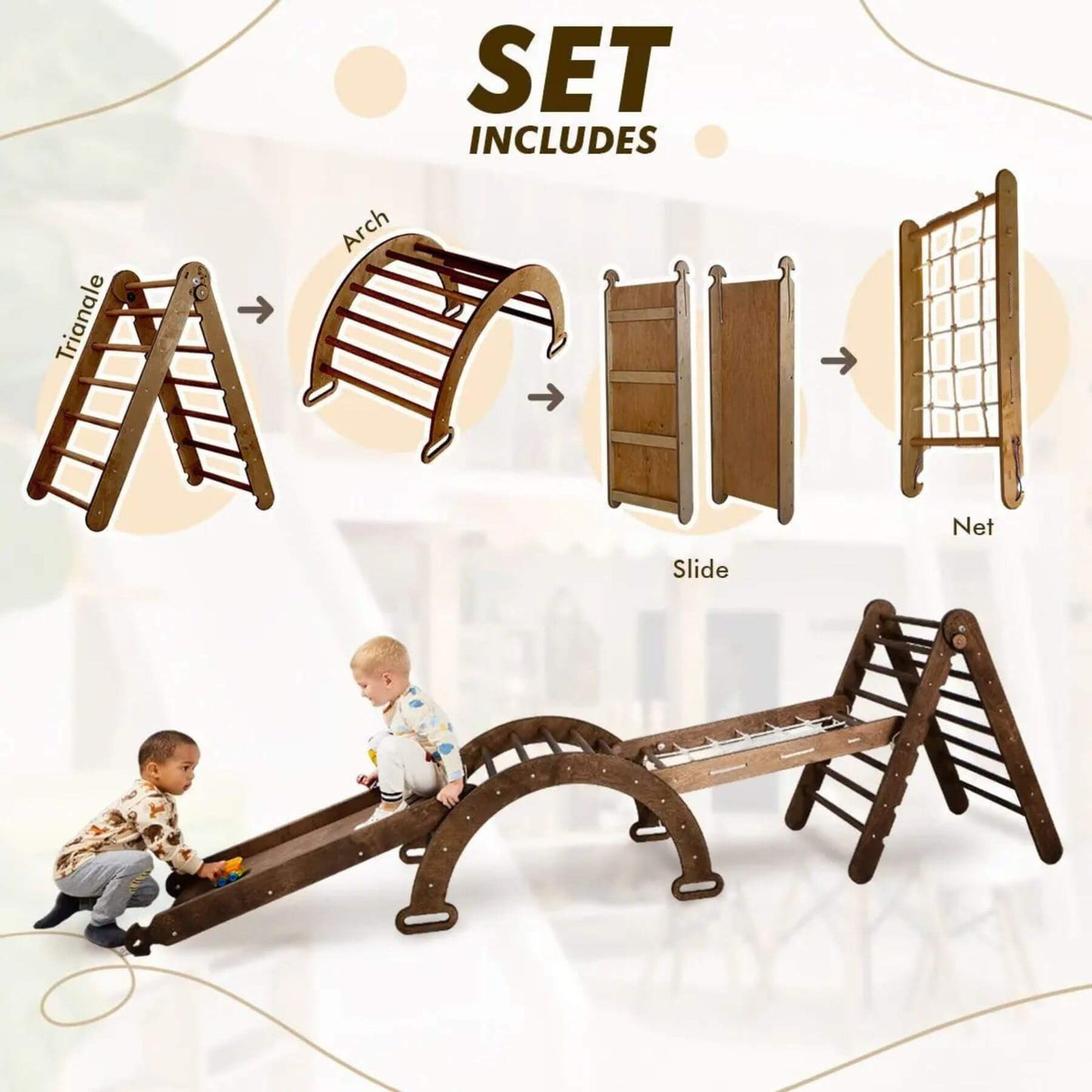 Goodevas 5in1 Montessori Climbing Set - Chocolate