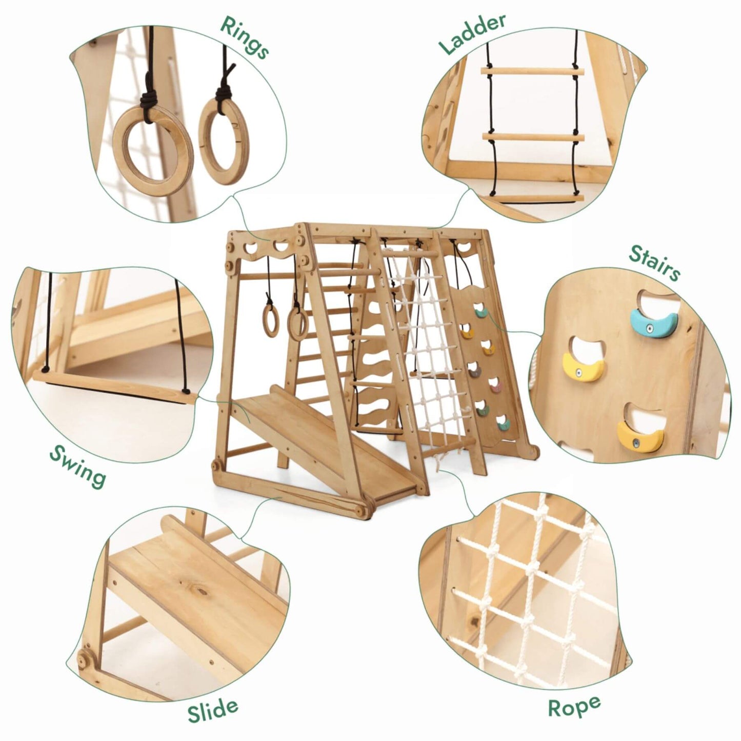 Goodevas 6in1 Indoor Jungle Gym with labeled components